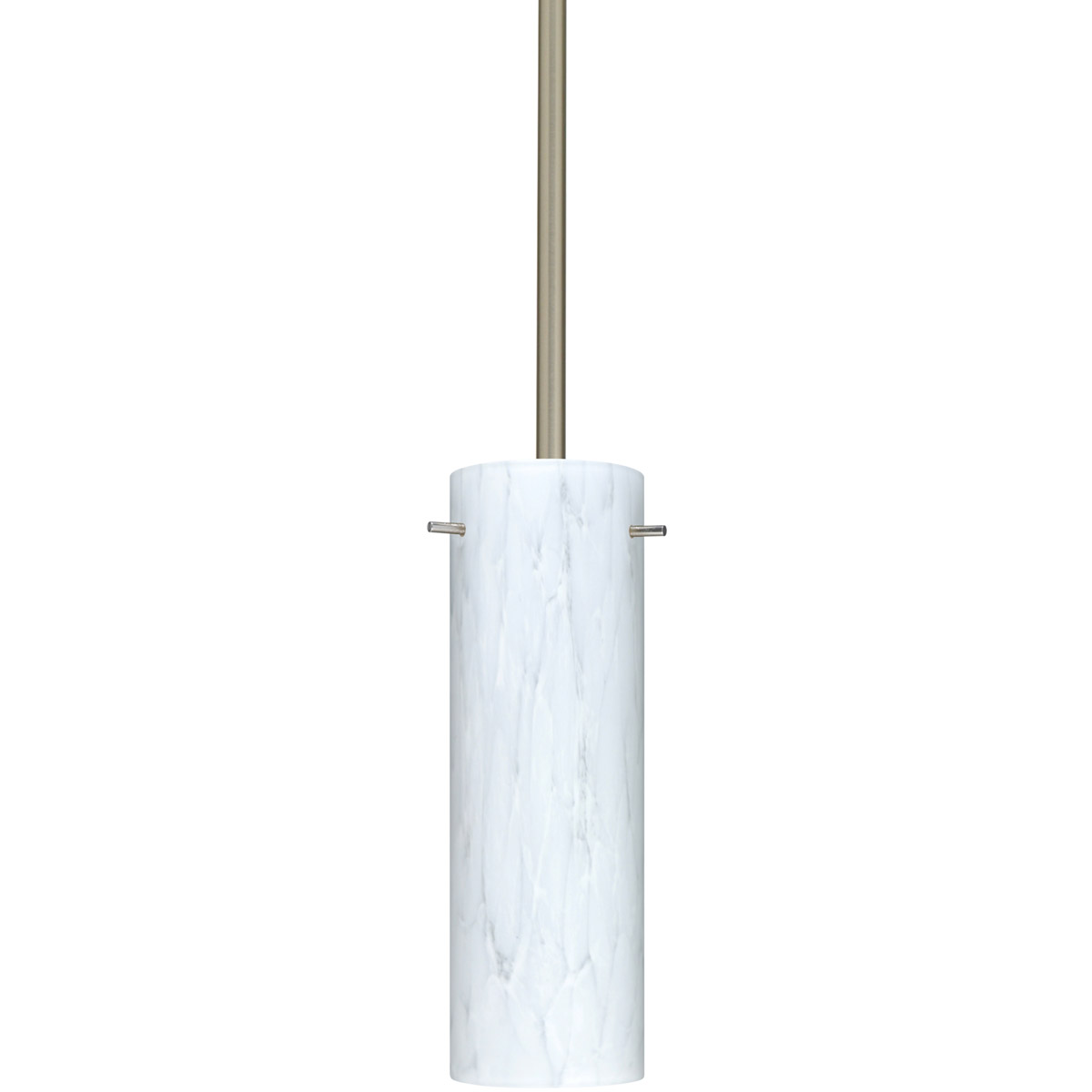 Besa Lighting 1TT-493019-SN Copa 1 Light Satin Nickel Stem Pendant Ceiling Light in Incandescent, Carrera Glass