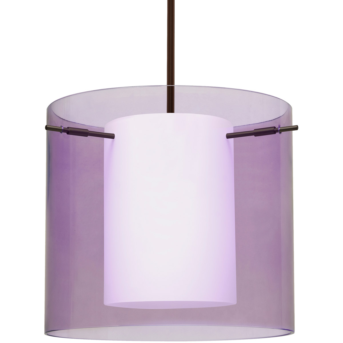 Besa Lighting 1TT-A18407-LED-BR Pahu 12 LED Bronze Stem Pendant Ceiling Light in Transparent Amethyst/Opal Glass