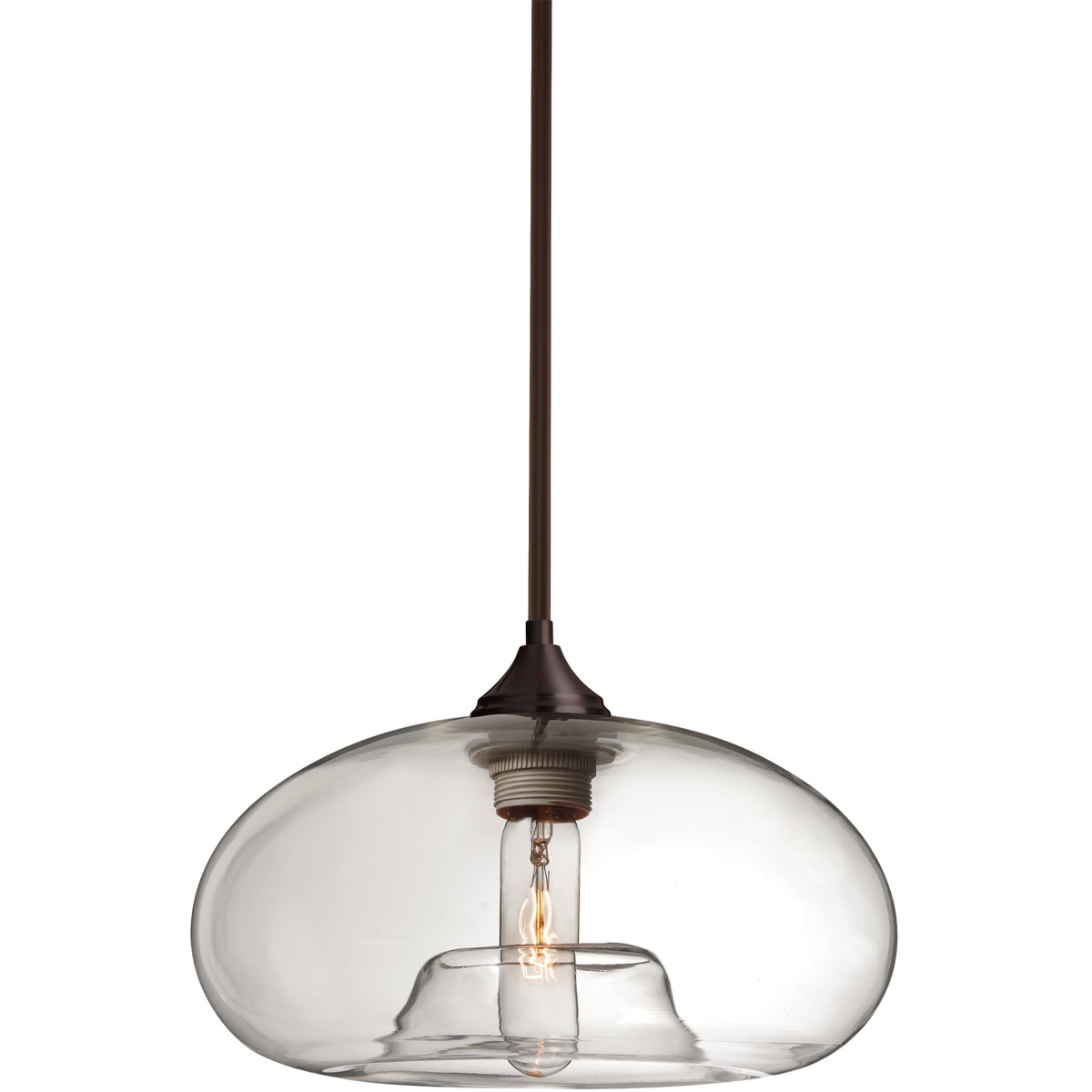 Besa Lighting 1TT-BANACL-BR Bana 1 Light Bronze Stem Pendant Ceiling Light in Clear Glass