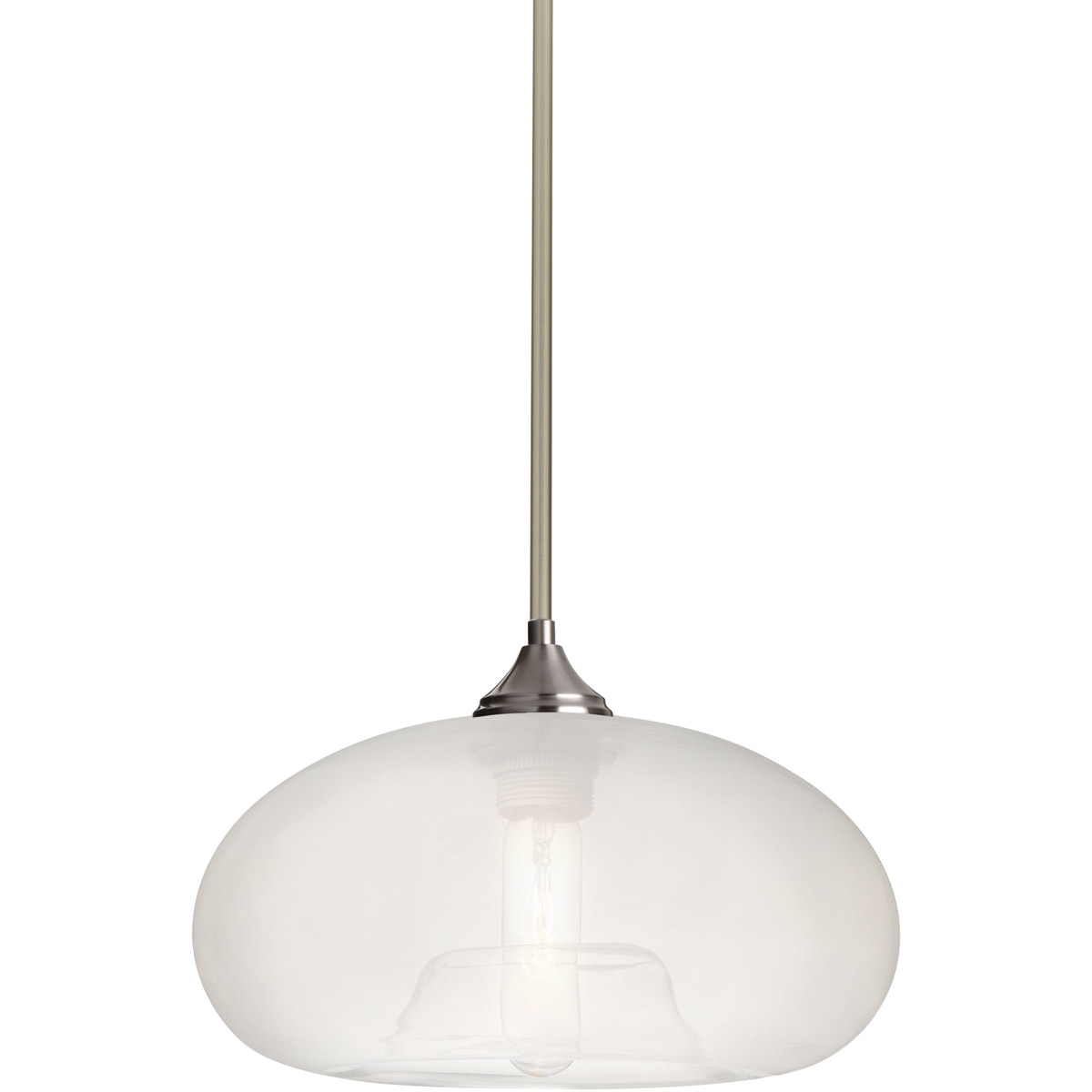 Besa Lighting 1TT-BANAFR-SN Bana 1 Light Satin Nickel Stem Pendant Ceiling Light in Frost Glass