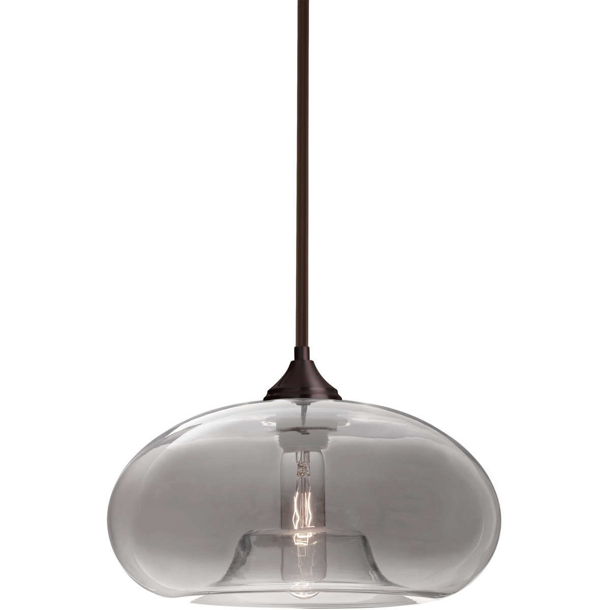 Besa Lighting 1TT-BANASM-BR Bana 1 Light Bronze Stem Pendant Ceiling Light in Smoke Glass