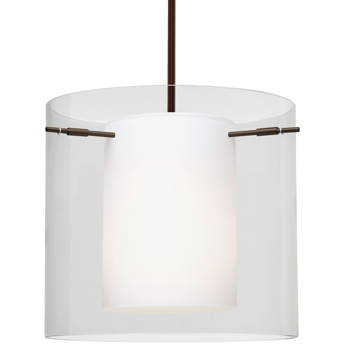 Besa Lighting 1TT-C18407-BR Pahu 12 1 Light Bronze Stem Pendant Ceiling Light in Incandescent, Transparent Clear with Opal Glass
