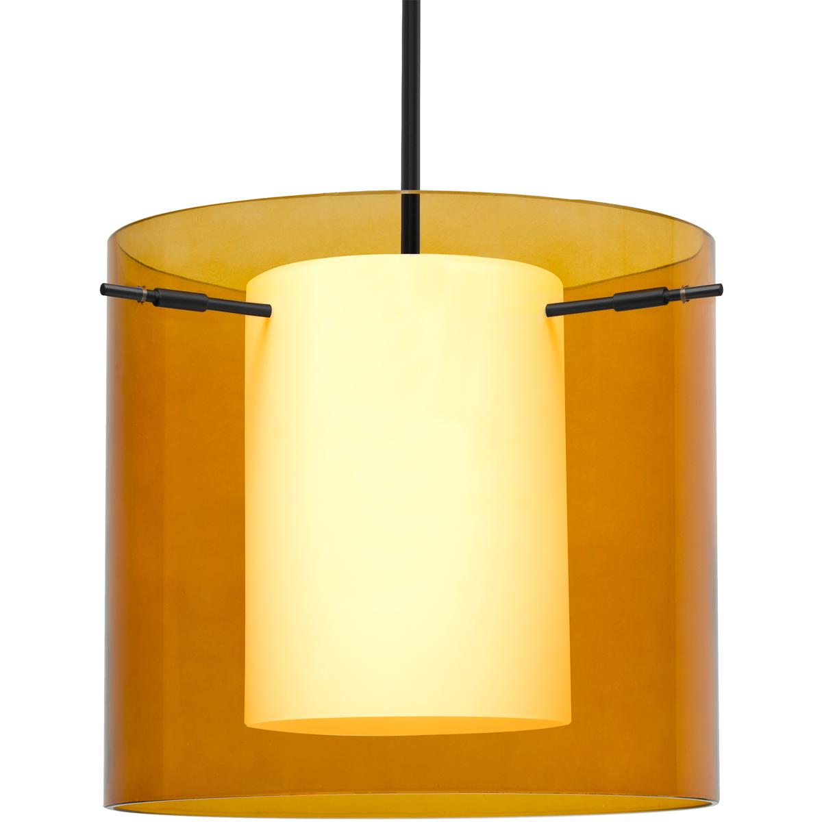 Besa Pahu 12 Stem Pendant, Transparent Armagnac/Opal, Black Finish, 1x 100W MAX E26 Base