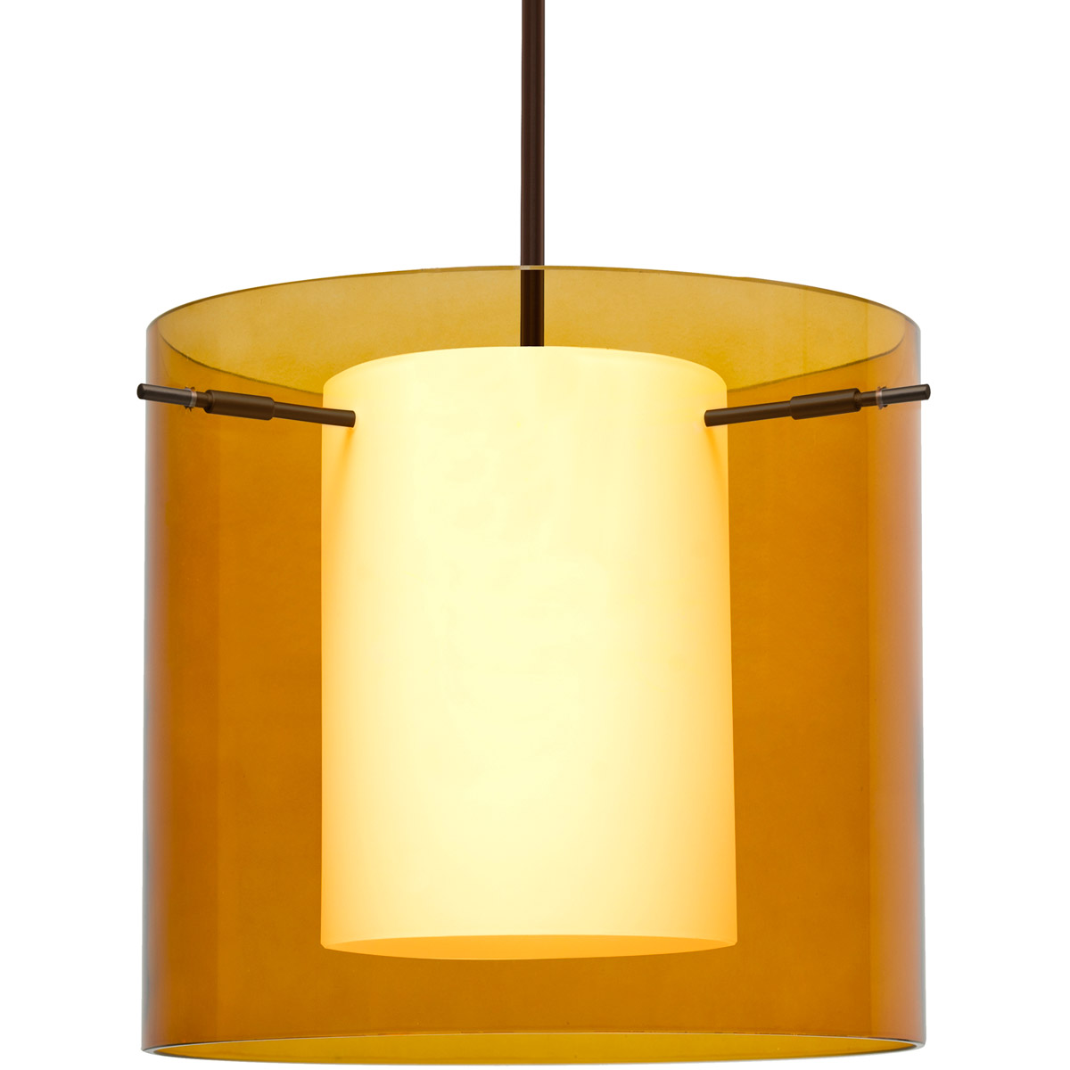 Besa Lighting 1TT-G18407-LED-BR Pahu 12 LED Bronze Stem Pendant Ceiling Light in Transparent Armagnac/Opal Glass