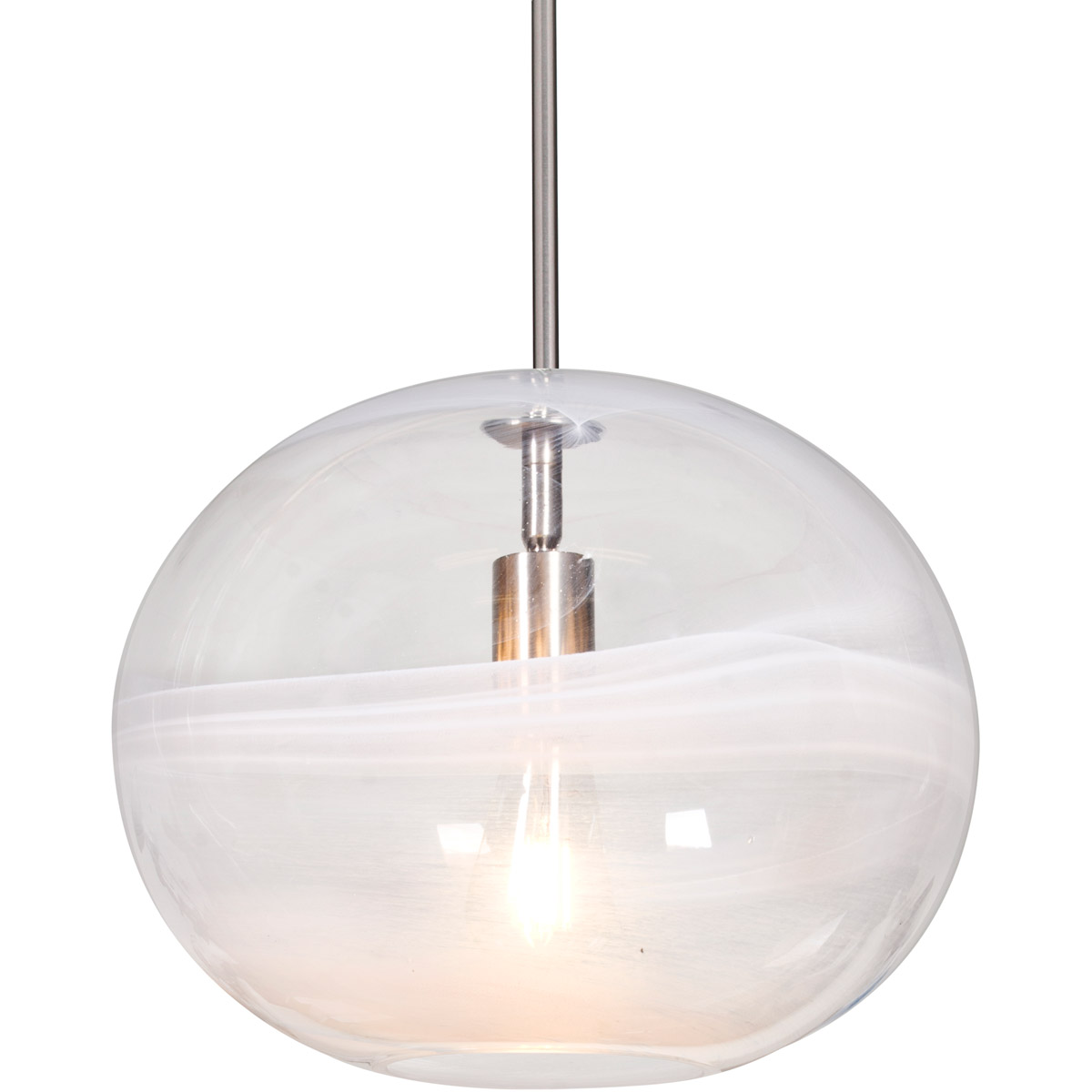 Besa Lighting 1TT-GENOCL-EDIL-SN Geno 1 Light Satin Nickel Pendant Ceiling Light