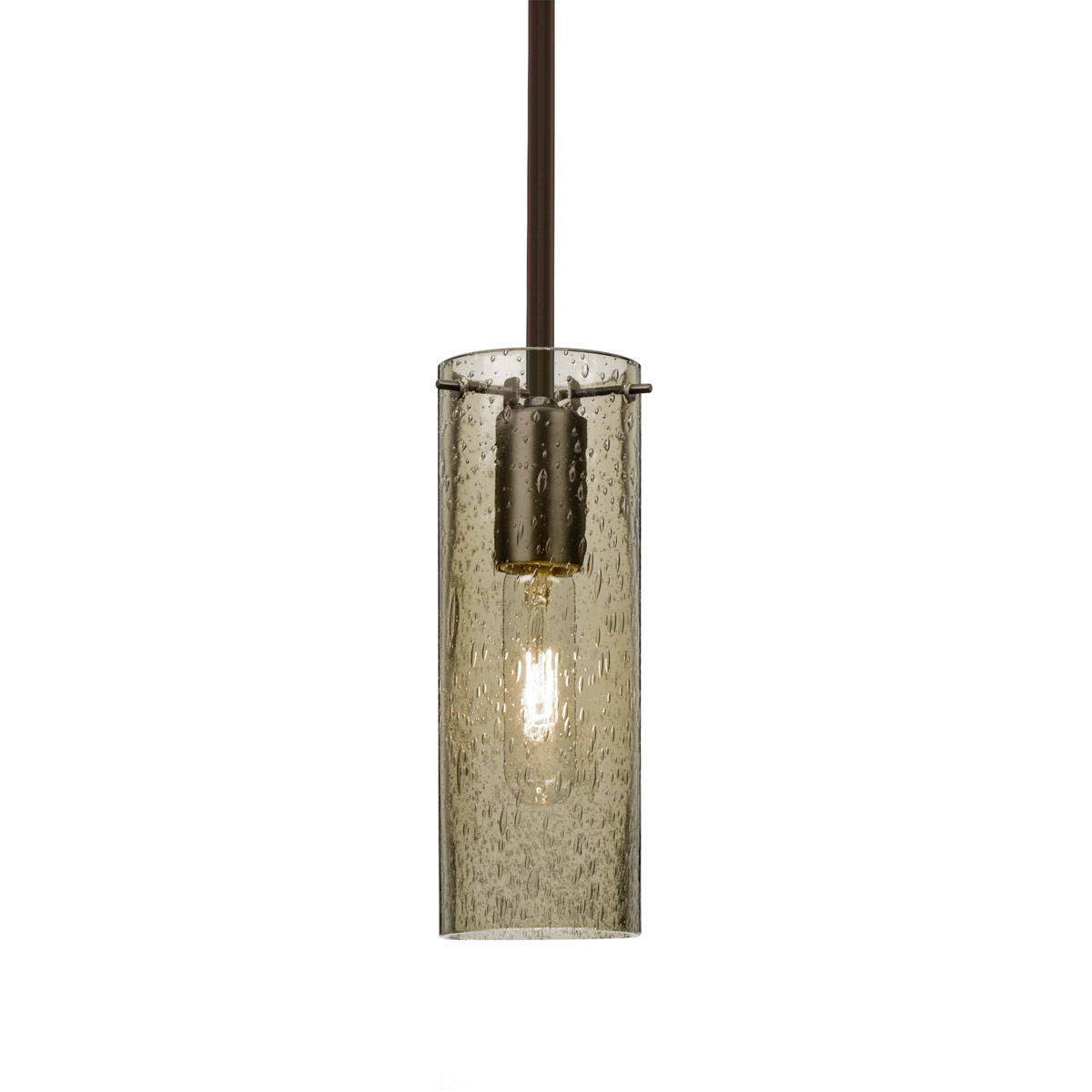 Besa Lighting 1TT-JUNI10LT-BR Juni 10 1 Light Bronze Stem Pendant Ceiling Light in Latte Bubble Glass