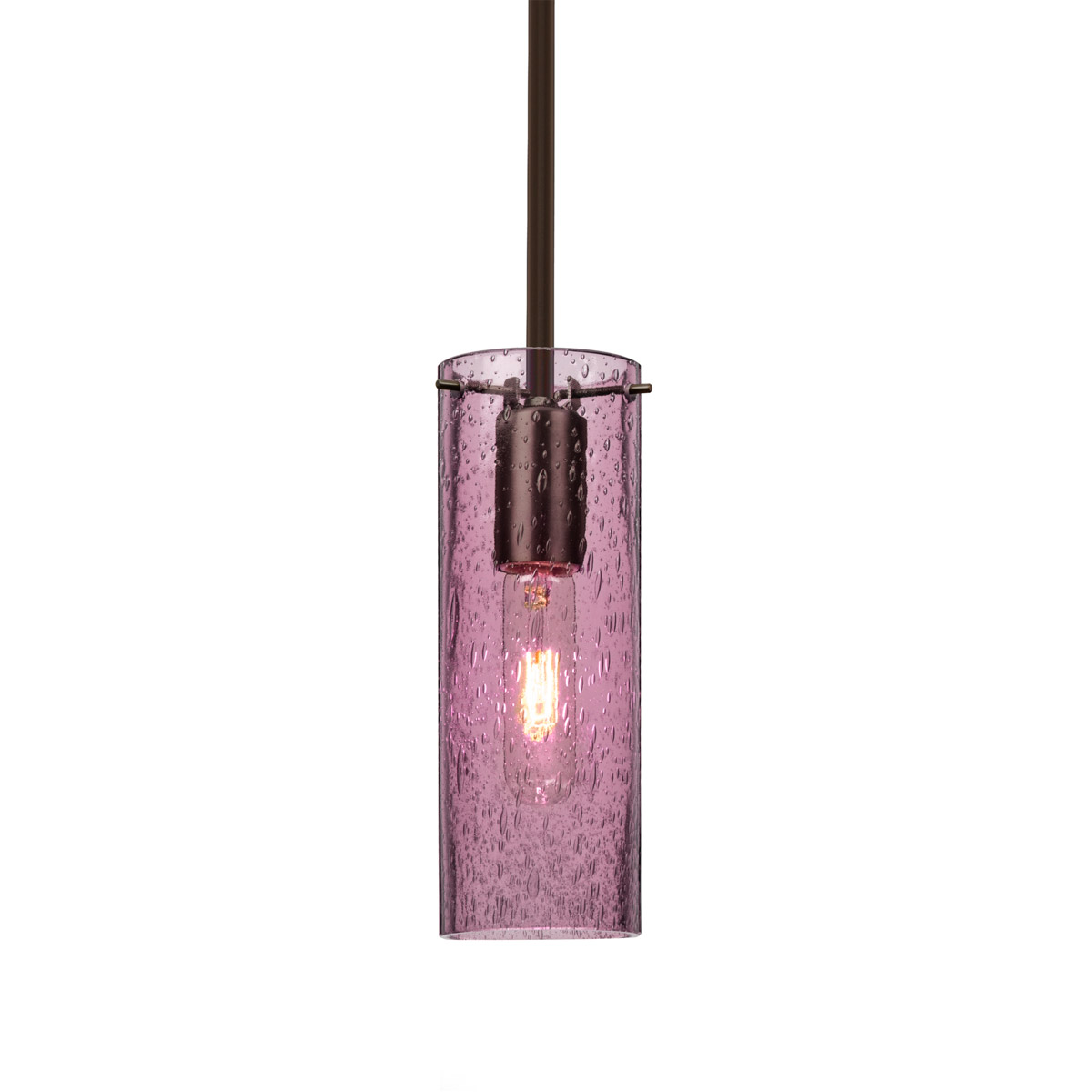Besa Lighting 1TT-JUNI10PL-BR Juni 10 1 Light Bronze Stem Pendant Ceiling Light in Plum Bubble Glass