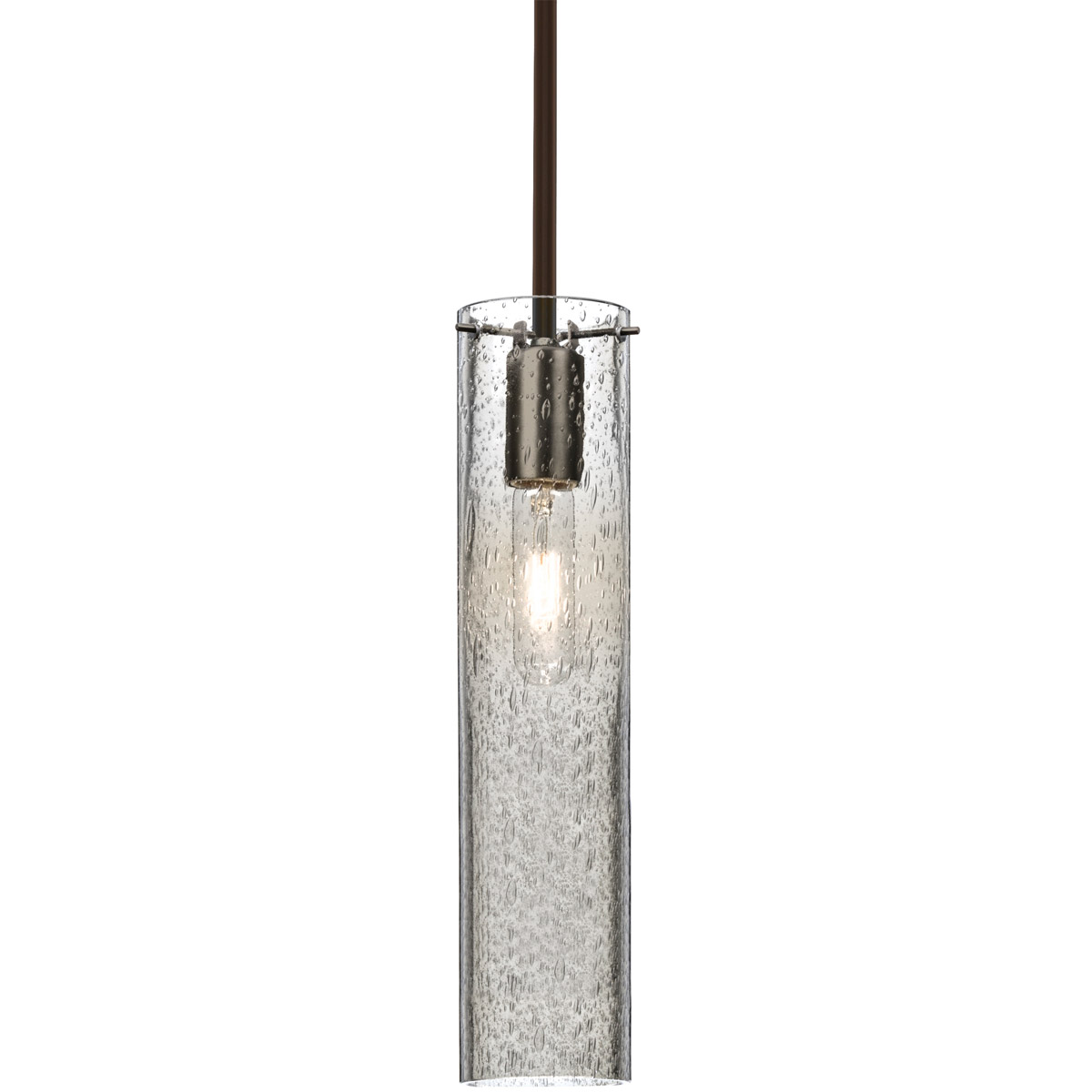 Besa Lighting 1TT-JUNI16CL-BR Juni 16 1 Light Bronze Stem Pendant Ceiling Light in Clear Bubble Glass