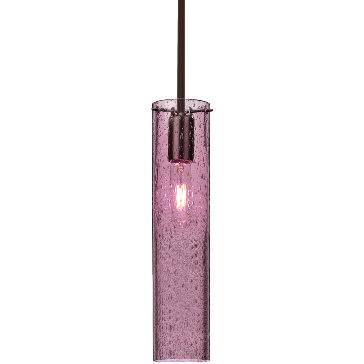 Besa Lighting 1TT-JUNI16PL-BR Juni 16 1 Light Bronze Stem Pendant Ceiling Light in Plum Bubble Glass