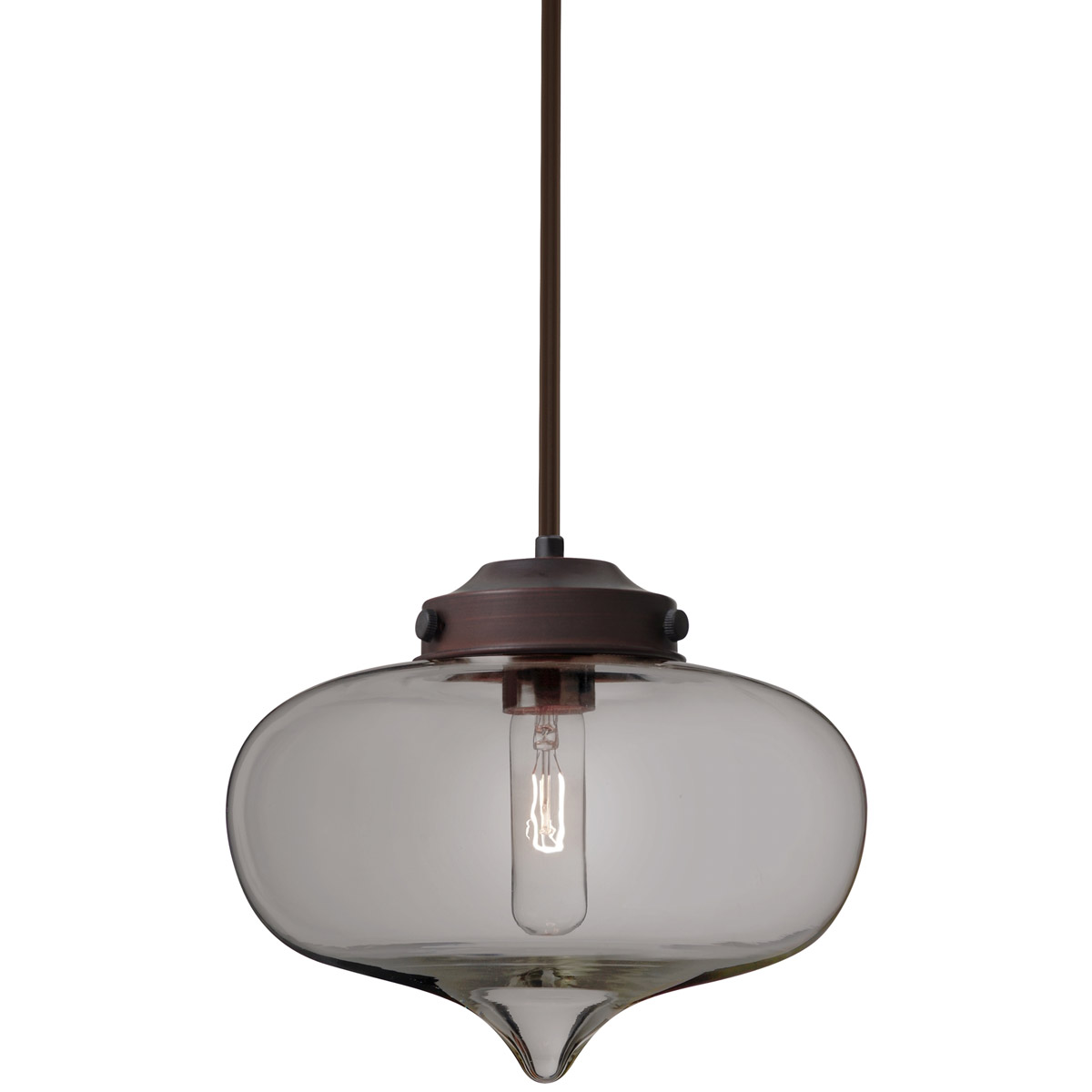 Besa Lighting 1TT-MIRASM-BR Mira 1 Light Bronze Stem Pendant Ceiling Light in Smoke Glass