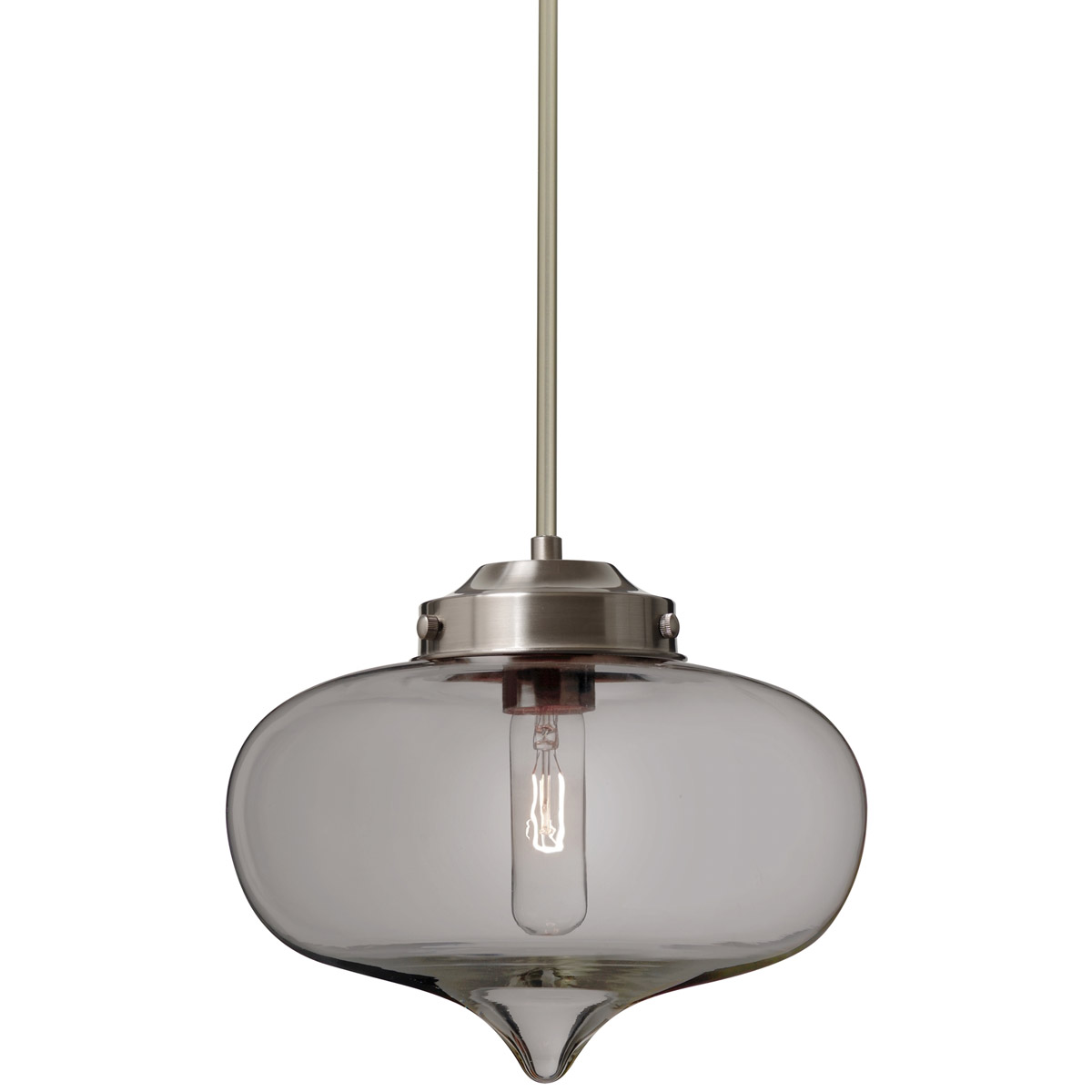 Besa Lighting 1TT-MIRASM-SN Mira 1 Light Satin Nickel Stem Pendant Ceiling Light in Smoke Glass