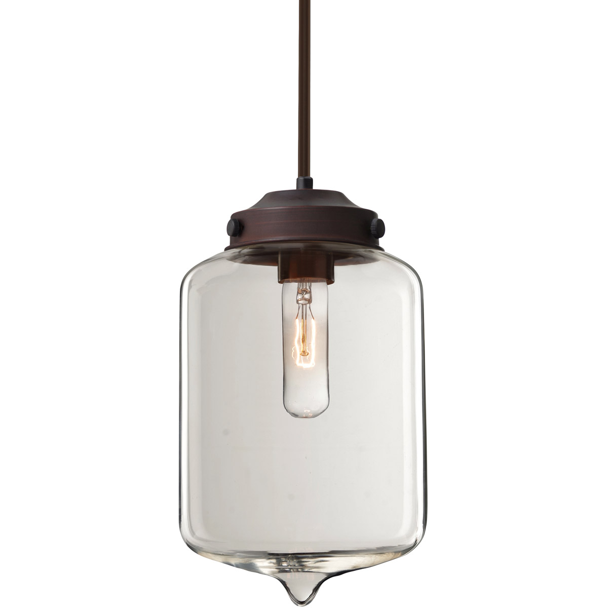 Besa Lighting 1TT-OLINCL-BR Olin 1 Light Bronze Stem Pendant Ceiling Light in Clear Glass