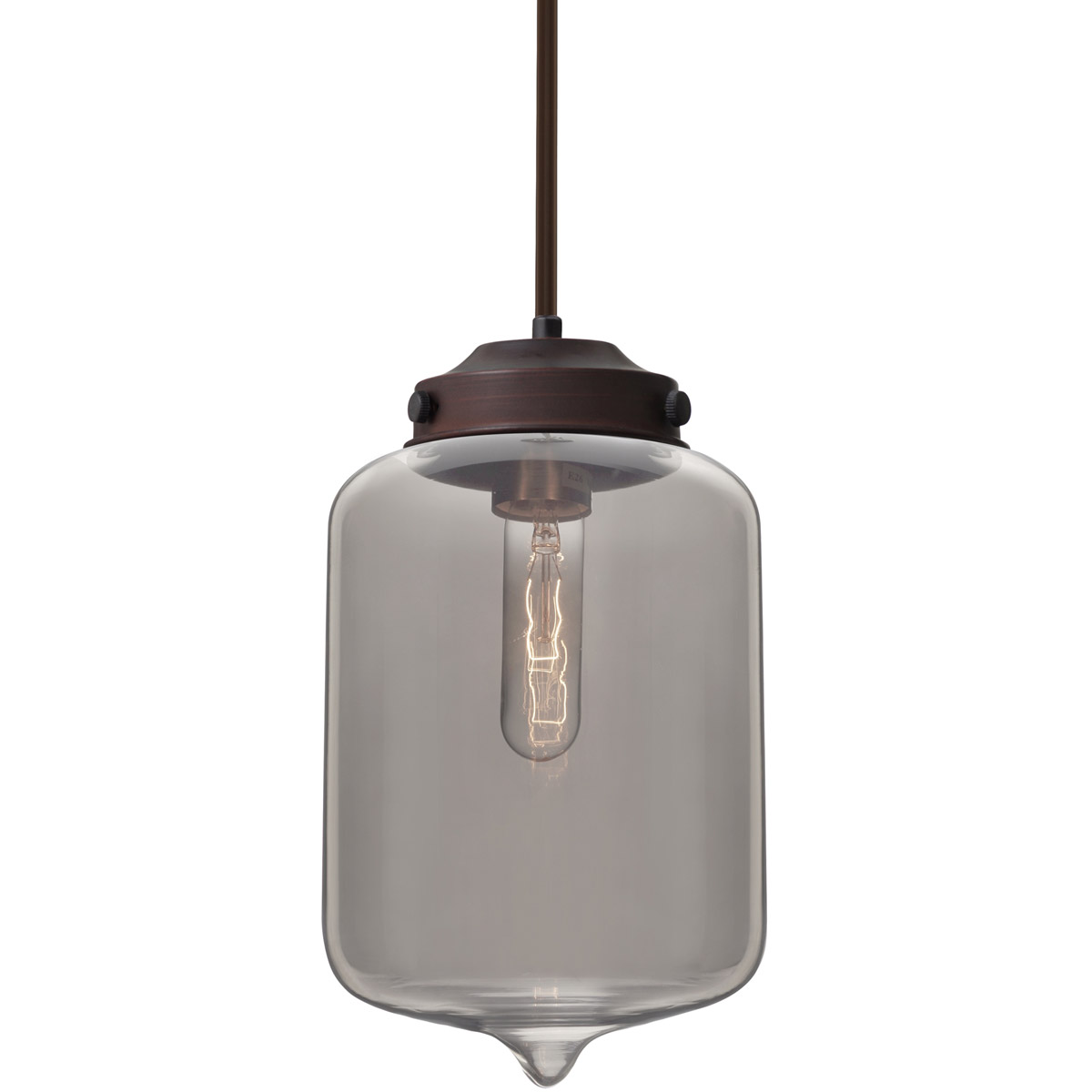 Besa Lighting 1TT-OLINSM-BR Olin 1 Light Bronze Stem Pendant Ceiling Light in Smoke Glass