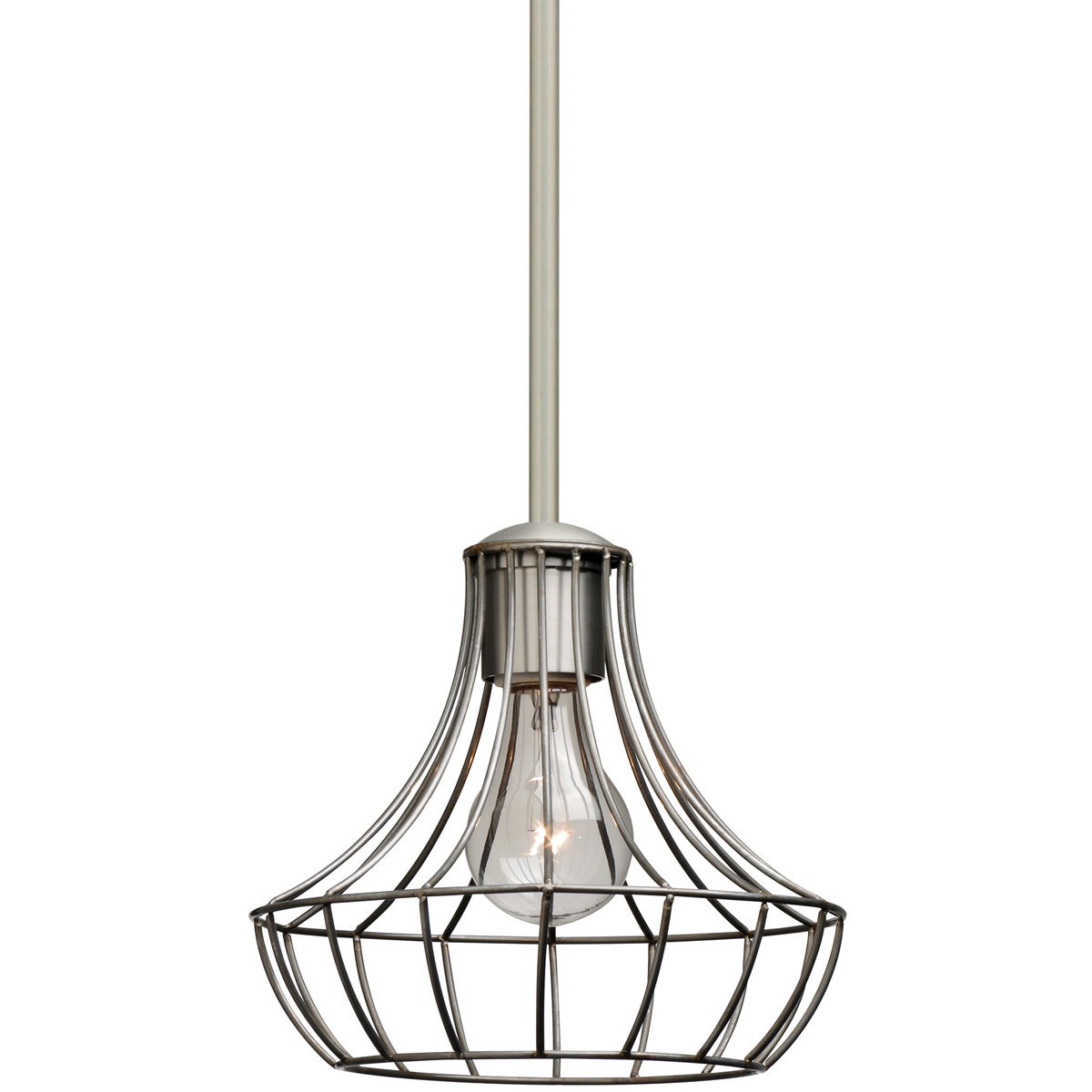 Besa Lighting 1TT-SPEZ07-SN Spezza 7 1 Light Satin Nickel Stem Pendant Ceiling Light