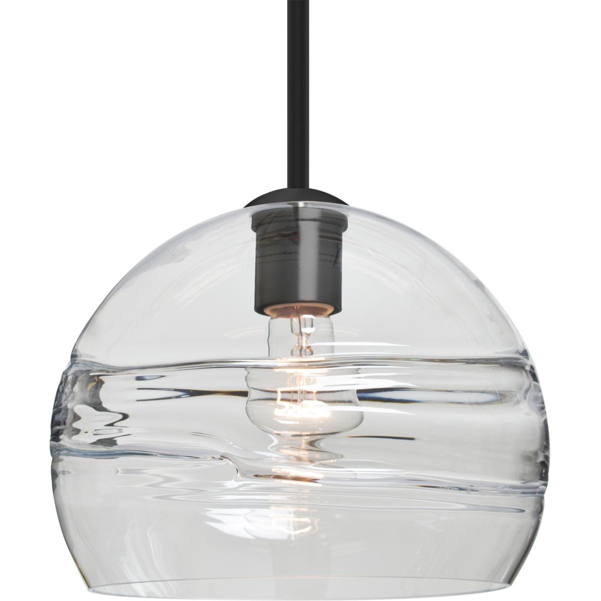 Besa Lighting 1TT-SPIR10CL-BK Spirit 10 1 Light Black Stem Pendant Ceiling Light