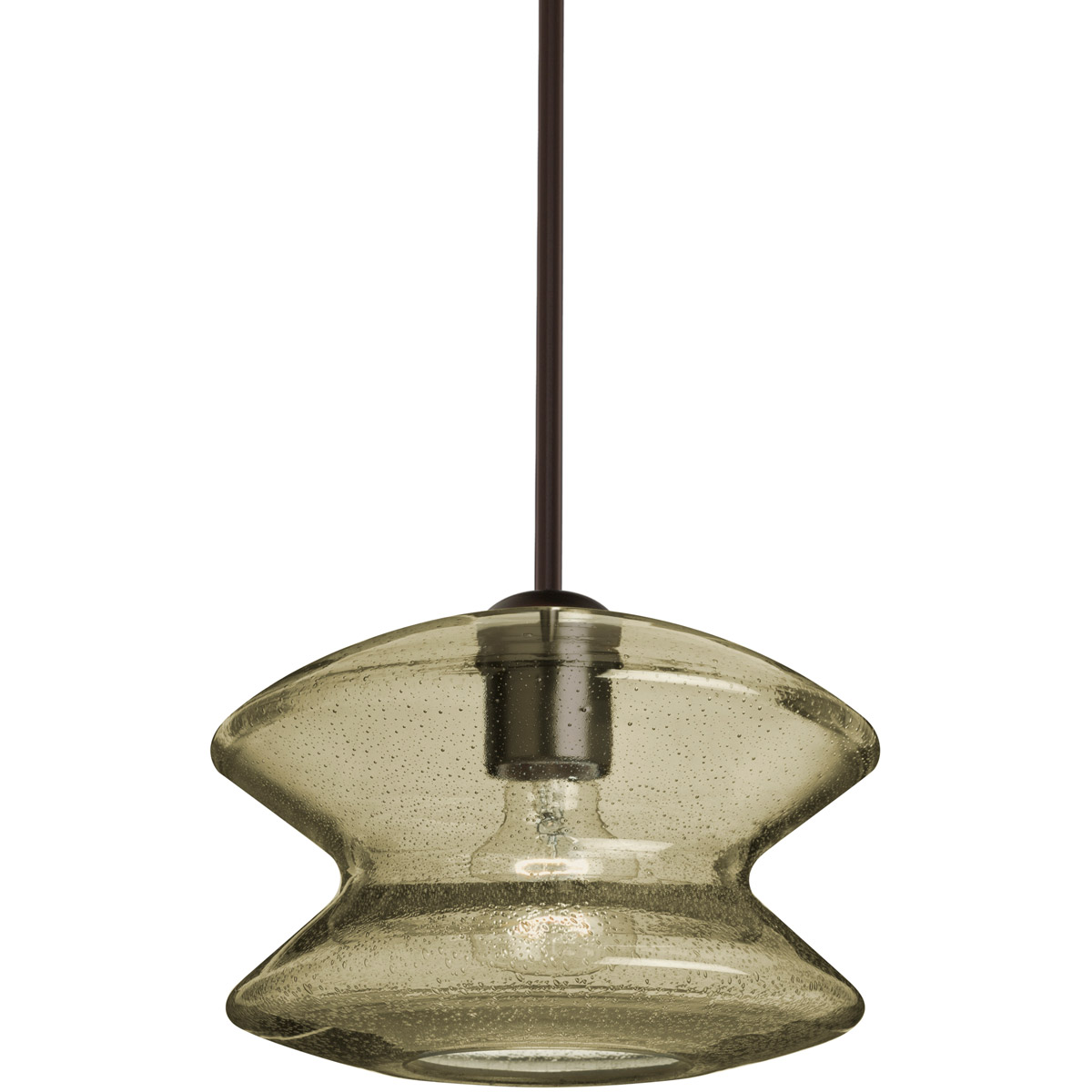 Besa Lighting 1TT-ZENLT-BR Zen 1 Light Bronze Pendant Ceiling Light in Latte Bubble Glass