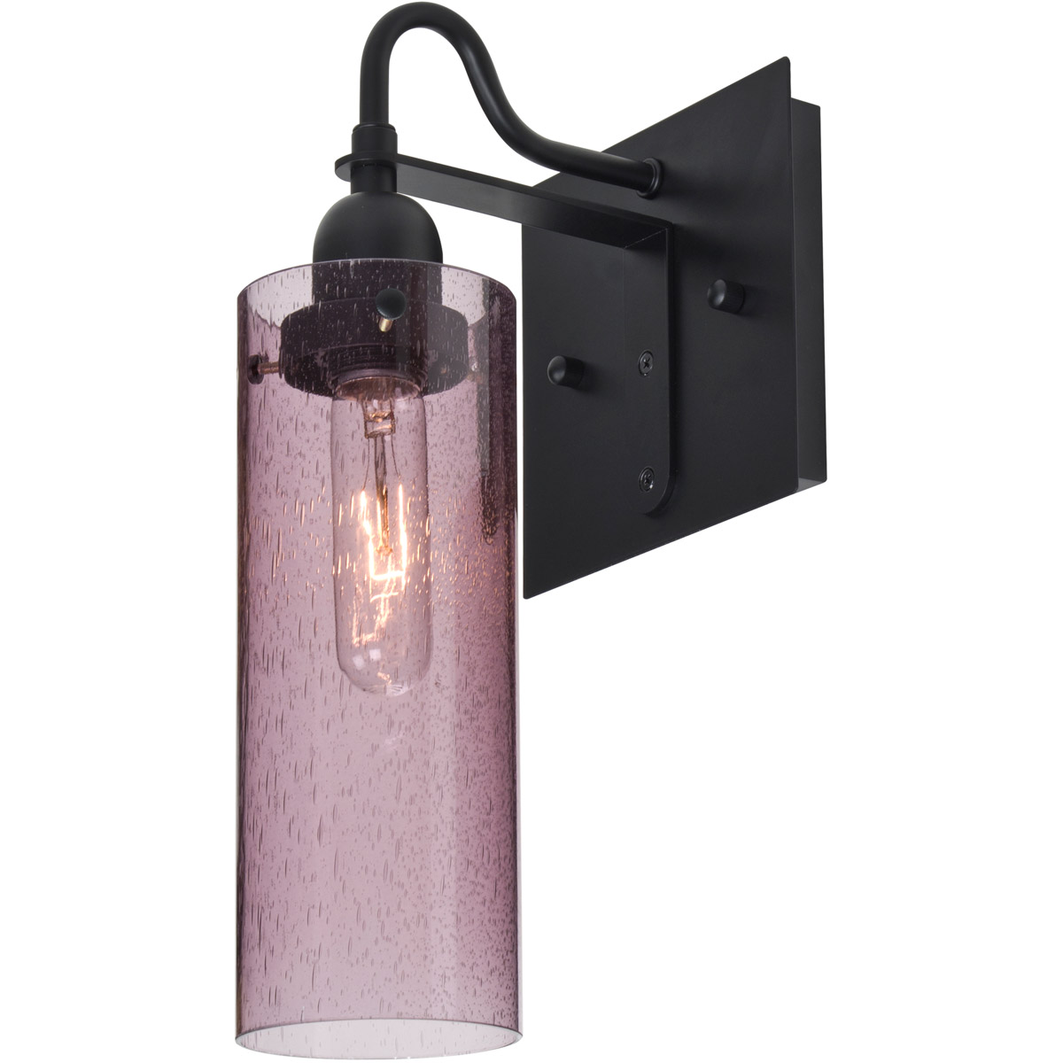 Besa Lighting 1WG-JUNI10PL-BK Juni 10 1 Light 6 inch Black Wall Sconce Wall Light in Plum Bubble Glass