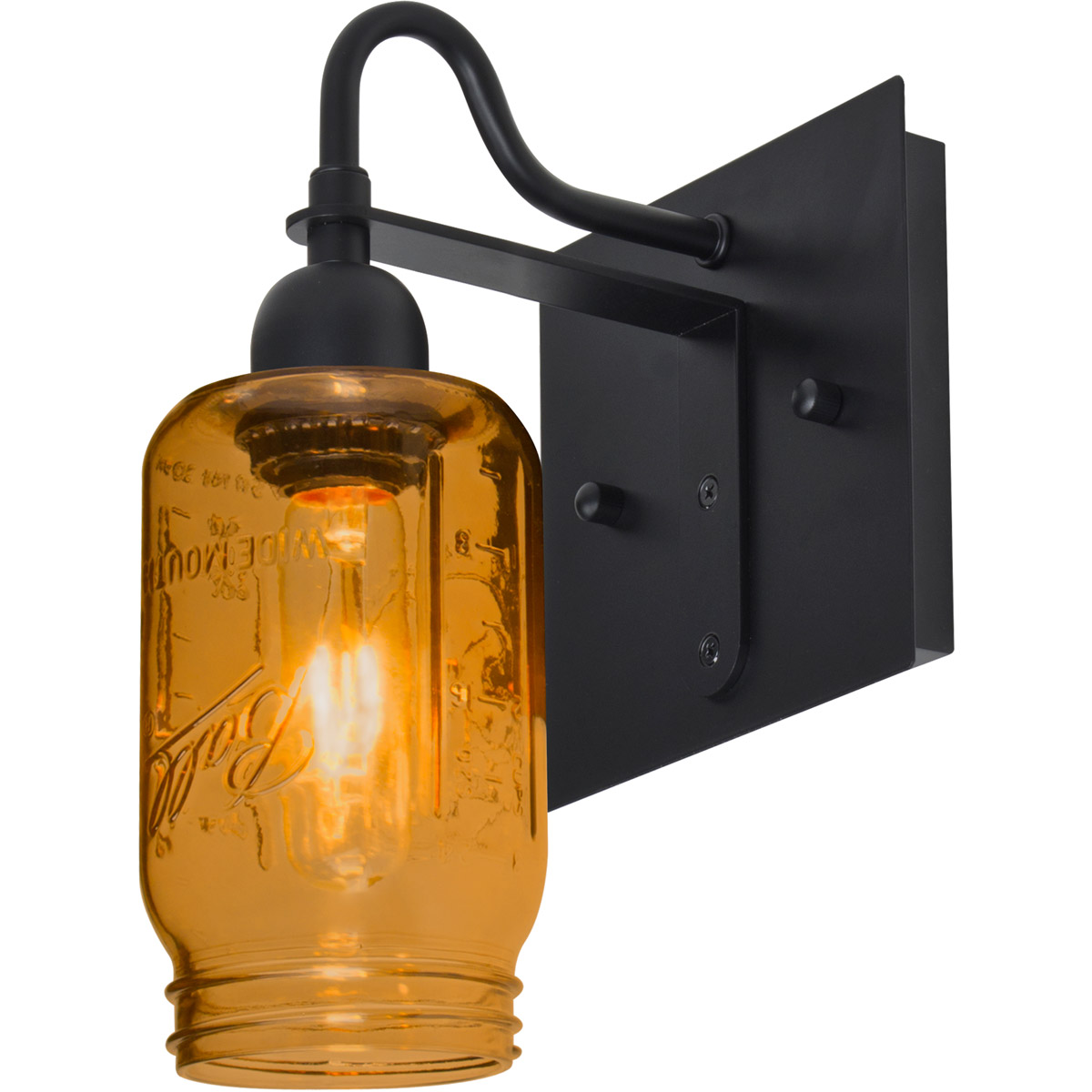 Besa Lighting 1WG-MILO4AM-BK Milo 4 1 Light 6 inch Black Wall Sconce Wall Light in Amber Glass