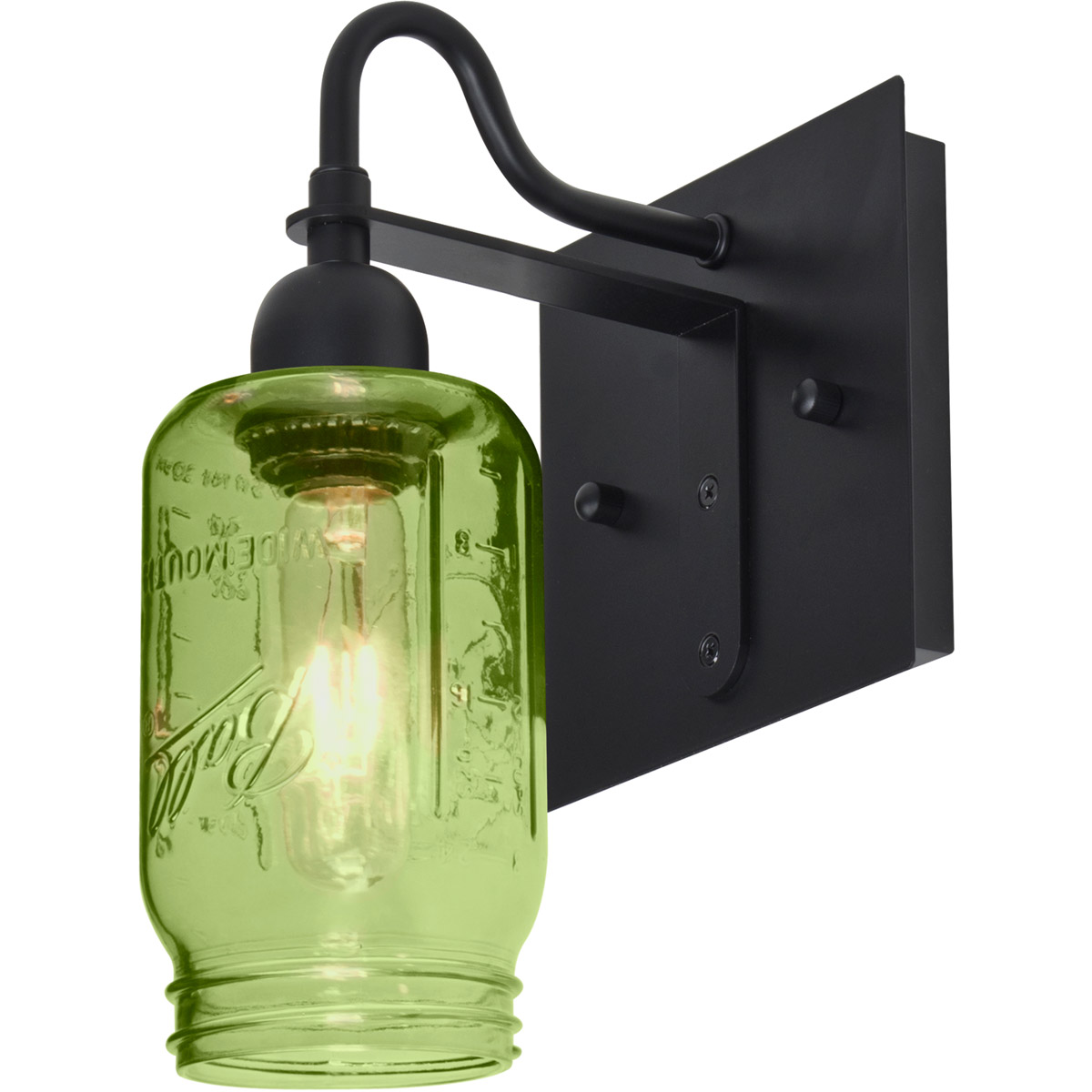 Besa Lighting 1WG-MILO4GR-BK Milo 4 1 Light 5.9 inch Black Wall Sconce Wall Light in Green Glass