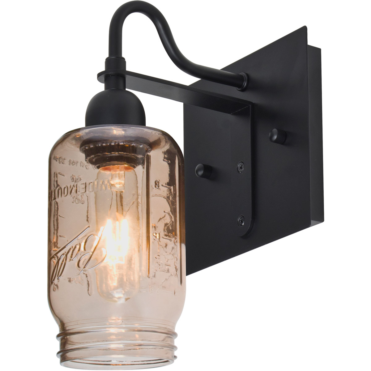 Besa Lighting 1WG-MILO4SM-BK Milo 4 1 Light 6 inch Black Wall Sconce Wall Light in Smoke Glass