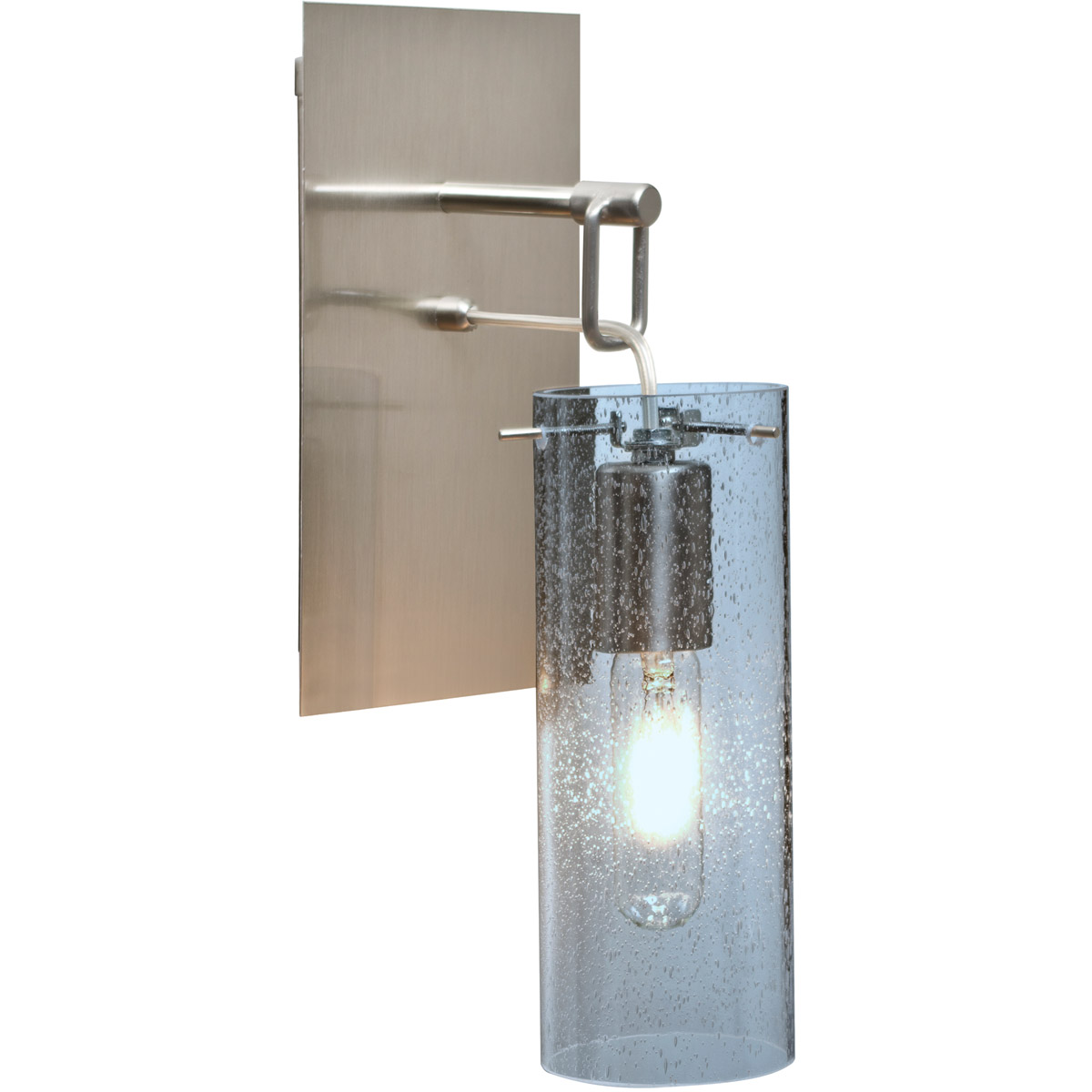 Besa Lighting 1WP-JUNI10BL-SN Juni 10 1 Light Satin Nickel Wall Pendant Ceiling Light in Blue Bubble Glass