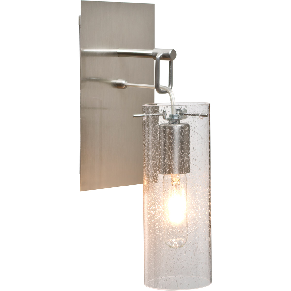Besa Lighting 1WP-JUNI10CL-SN Juni 10 1 Light Satin Nickel Wall Pendant Ceiling Light in Clear Bubble Glass