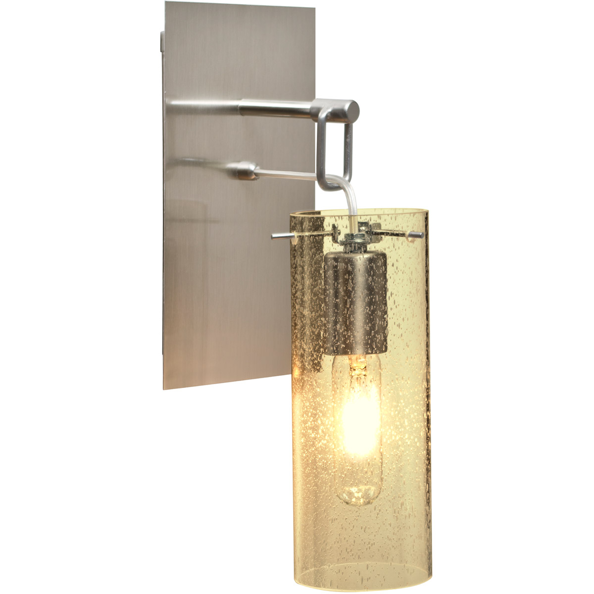 Besa Lighting 1WP-JUNI10GD-SN Juni 10 1 Light Satin Nickel Wall Pendant Ceiling Light in Gold Bubble Glass