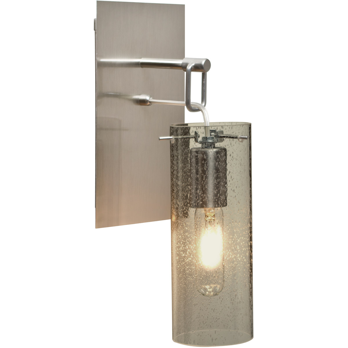 Besa Lighting 1WP-JUNI10LT-SN Juni 10 1 Light Satin Nickel Wall Pendant Ceiling Light in Latte Bubble Glass