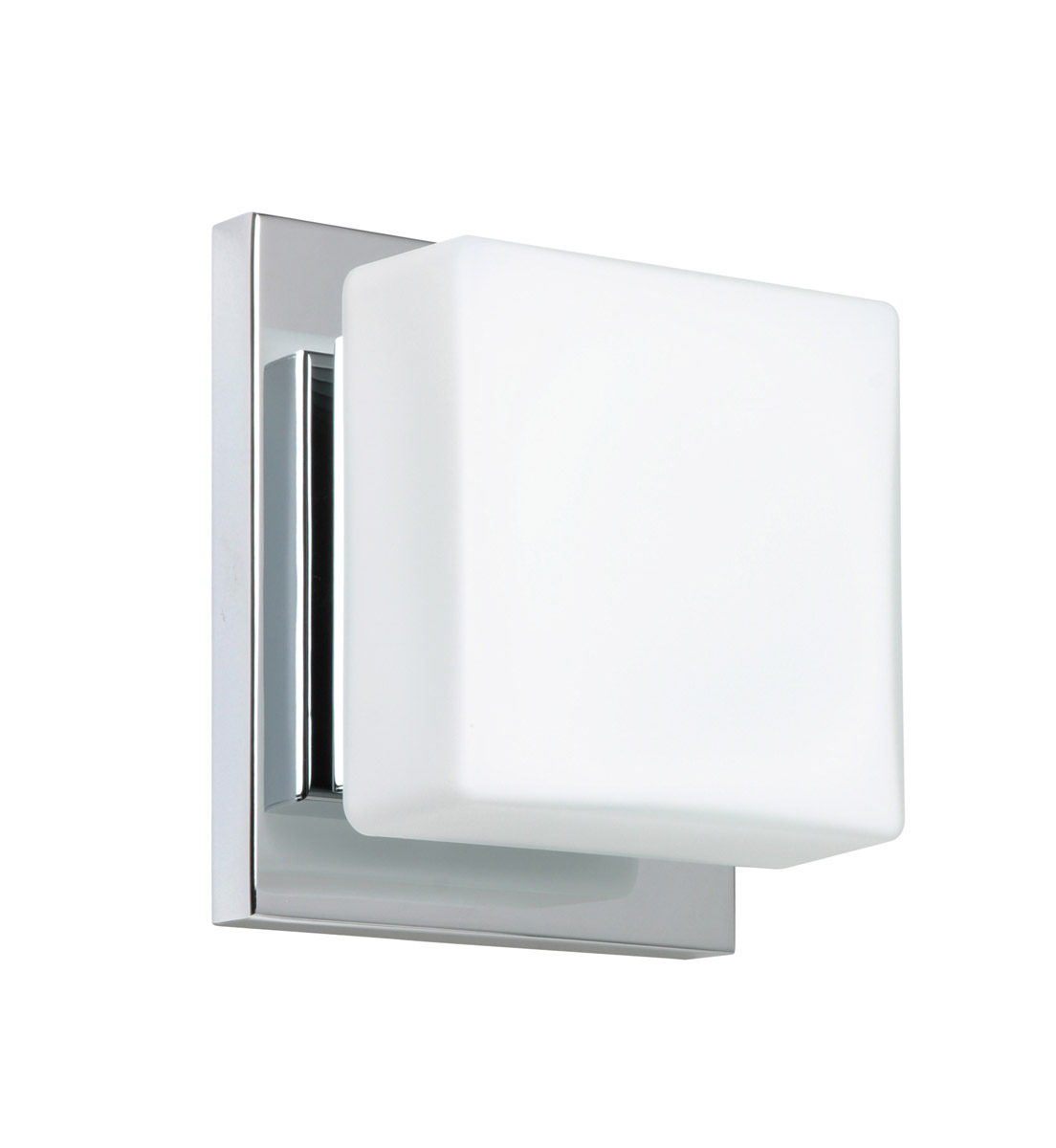 Besa Lighting 1WS-773507-CR Alex 1 Light 5 inch Chrome ADA Mini Sconce Wall Light in Halogen, Opal Matte Glass
