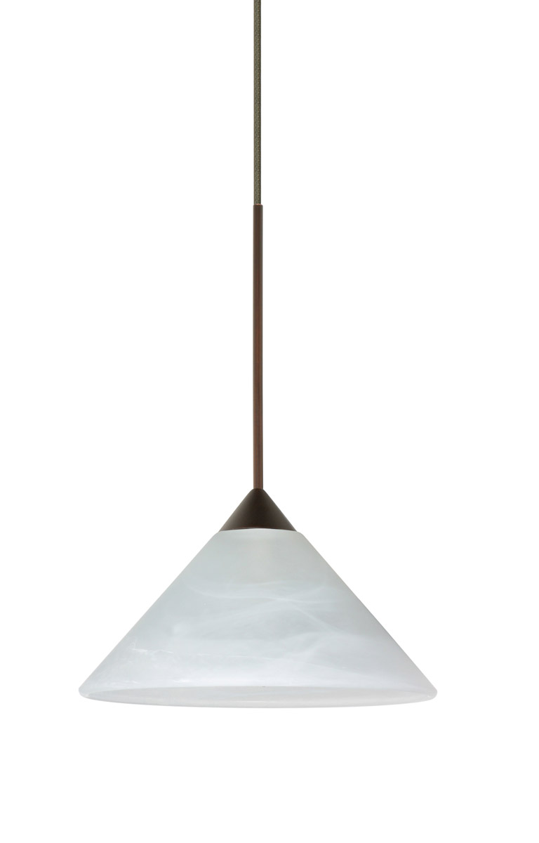 Besa Lighting 1XT-117652-LED-BR Kona LED Bronze Pendant Ceiling Light in Marble Glass
