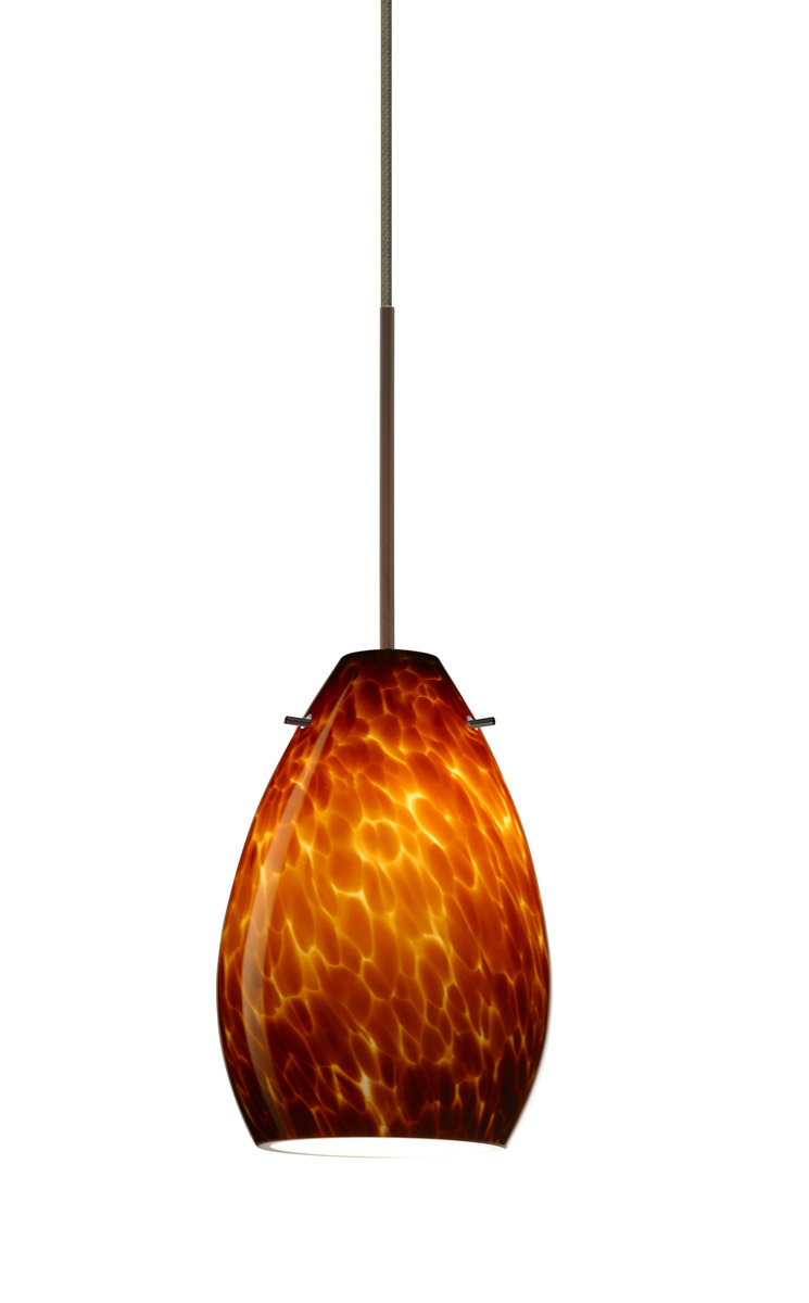 Besa Lighting 1XT-171318-LED-BR Pera 6 LED Bronze Pendant Ceiling Light in Amber Cloud Glass