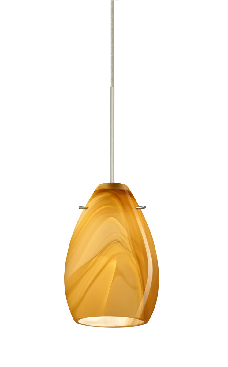 Besa Lighting 1XT-1713HN-LED-SN Pera 6 LED Satin Nickel Pendant Ceiling Light in Honey Glass