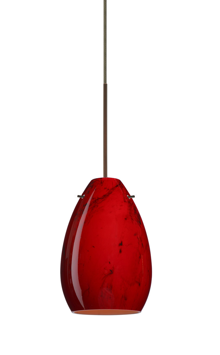 Besa Lighting 1XT-1713MA-LED-BR Pera 6 LED Bronze Pendant Ceiling Light in Magma Glass