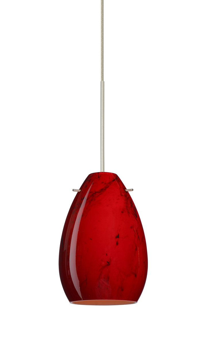 Besa Lighting 1XT-1713MA-LED-SN Pera 6 LED Satin Nickel Pendant Ceiling Light in Magma Glass
