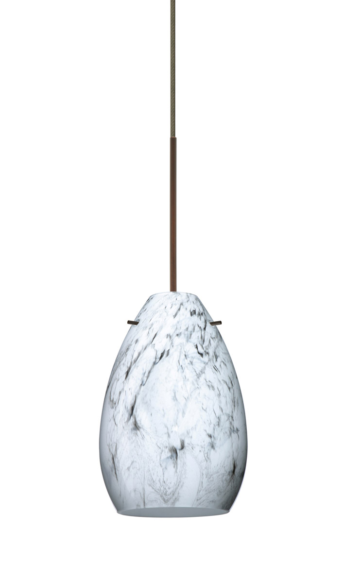 Besa Lighting 1XT-1713MG-LED-BR Pera 6 LED Bronze Pendant Ceiling Light in Marble Grigio Glass