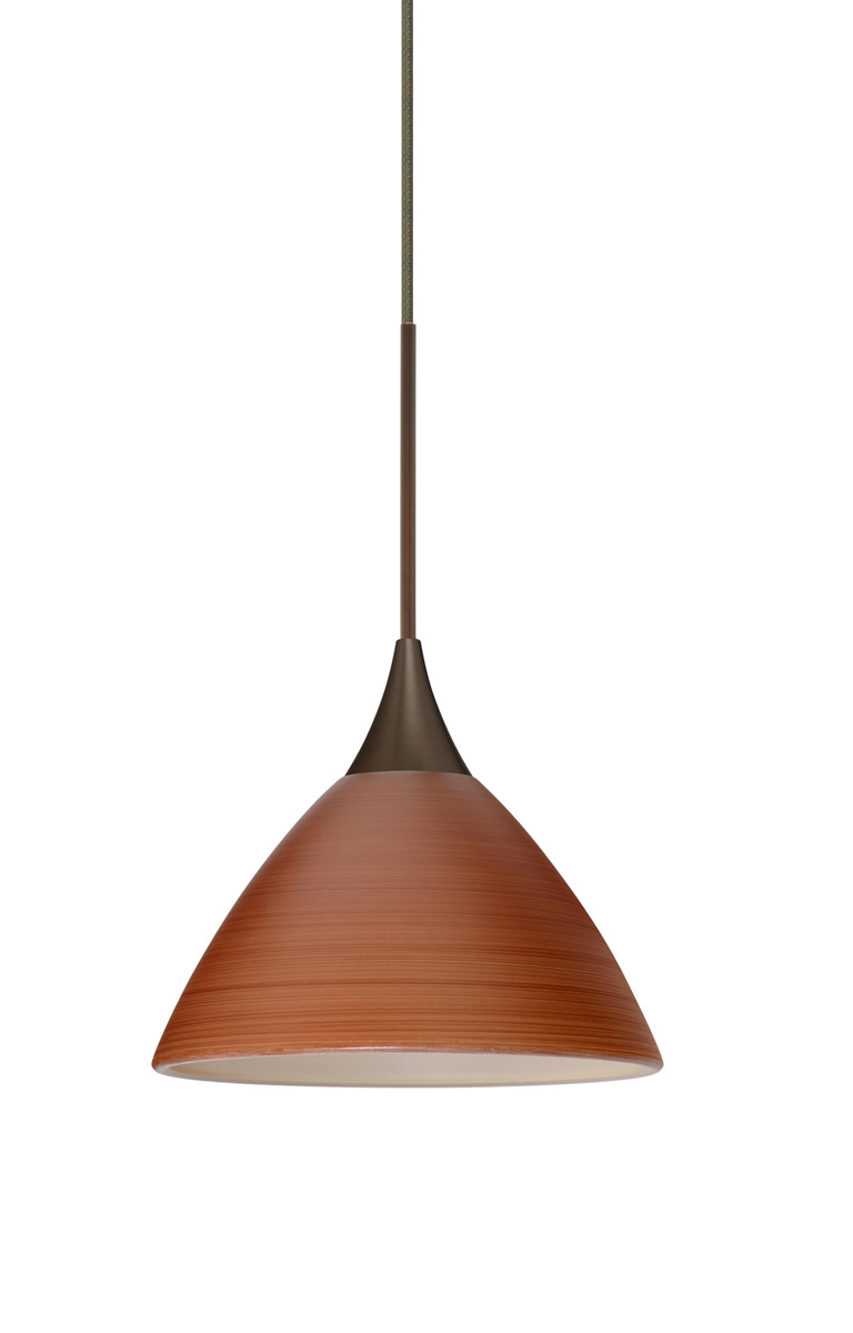 Besa Lighting 1XT-1743CH-LED-BR Domi LED Bronze Pendant Ceiling Light in Cherry Glass