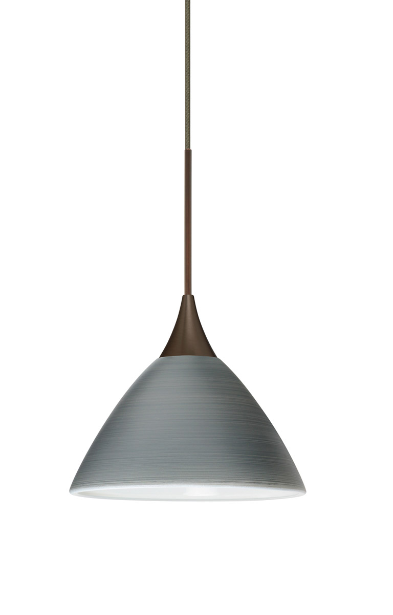 Besa Lighting 1XT-1743TN-LED-BR Domi LED Bronze Pendant Ceiling Light in Titan Glass