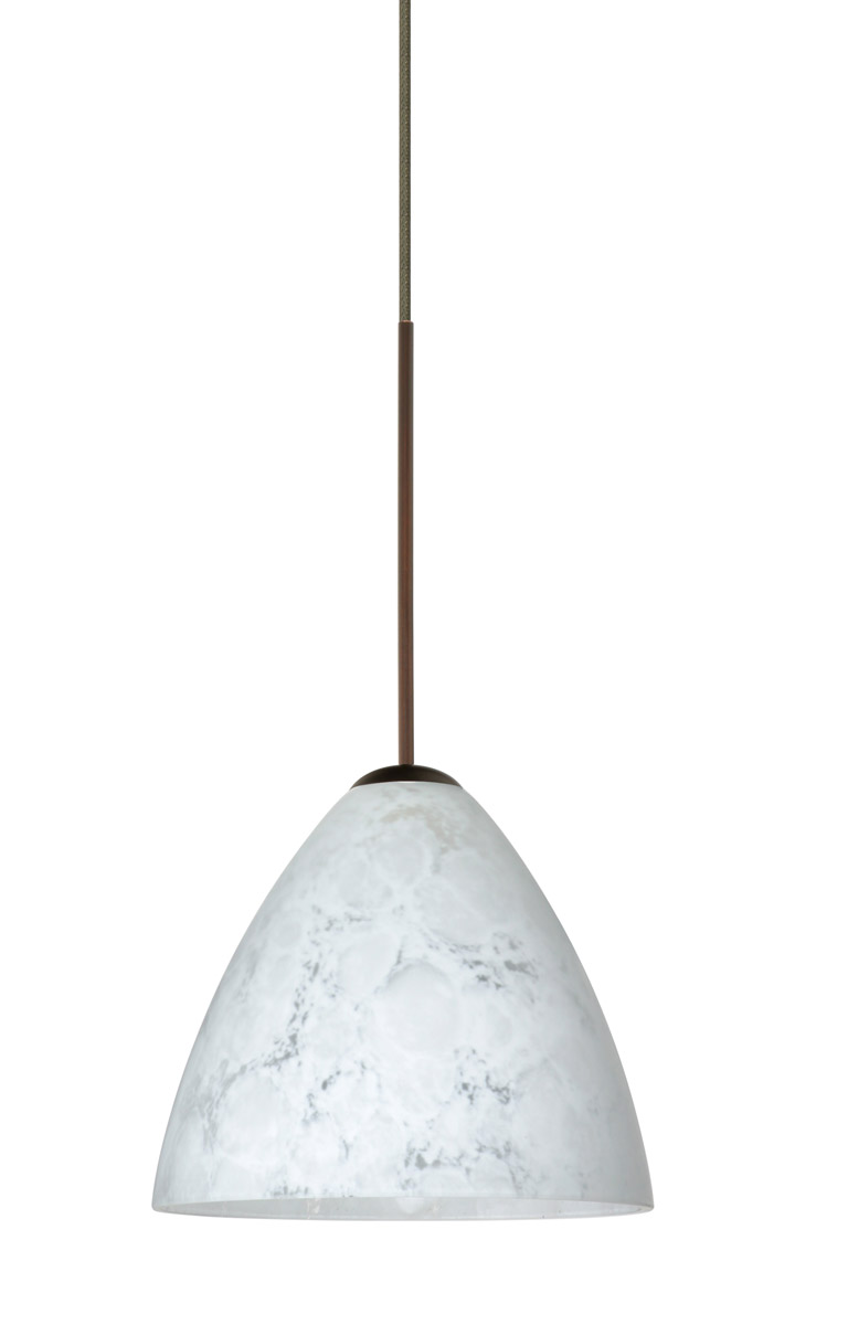 Besa Lighting 1XT-177919-LED-BR Mia LED Bronze Pendant Ceiling Light in Carrera Glass