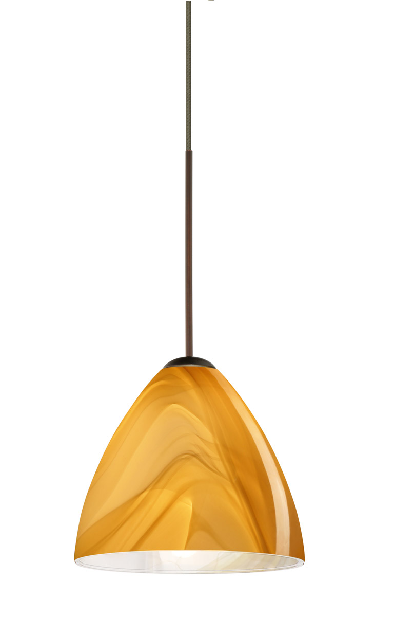 Mia Pendant, Honey Glass, Bronze