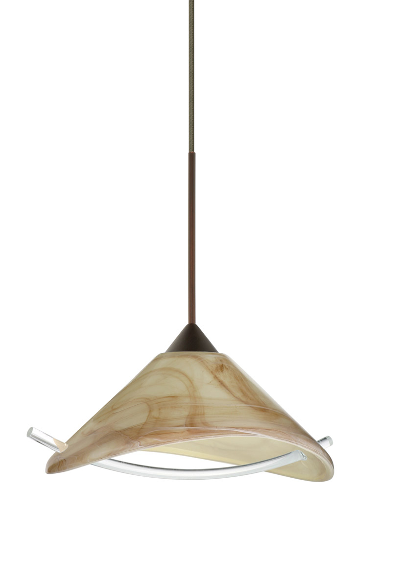 Besa Lighting 1XT-181305-LED-BR Hoppi LED Bronze Pendant Ceiling Light in Mocha/Clear Glass