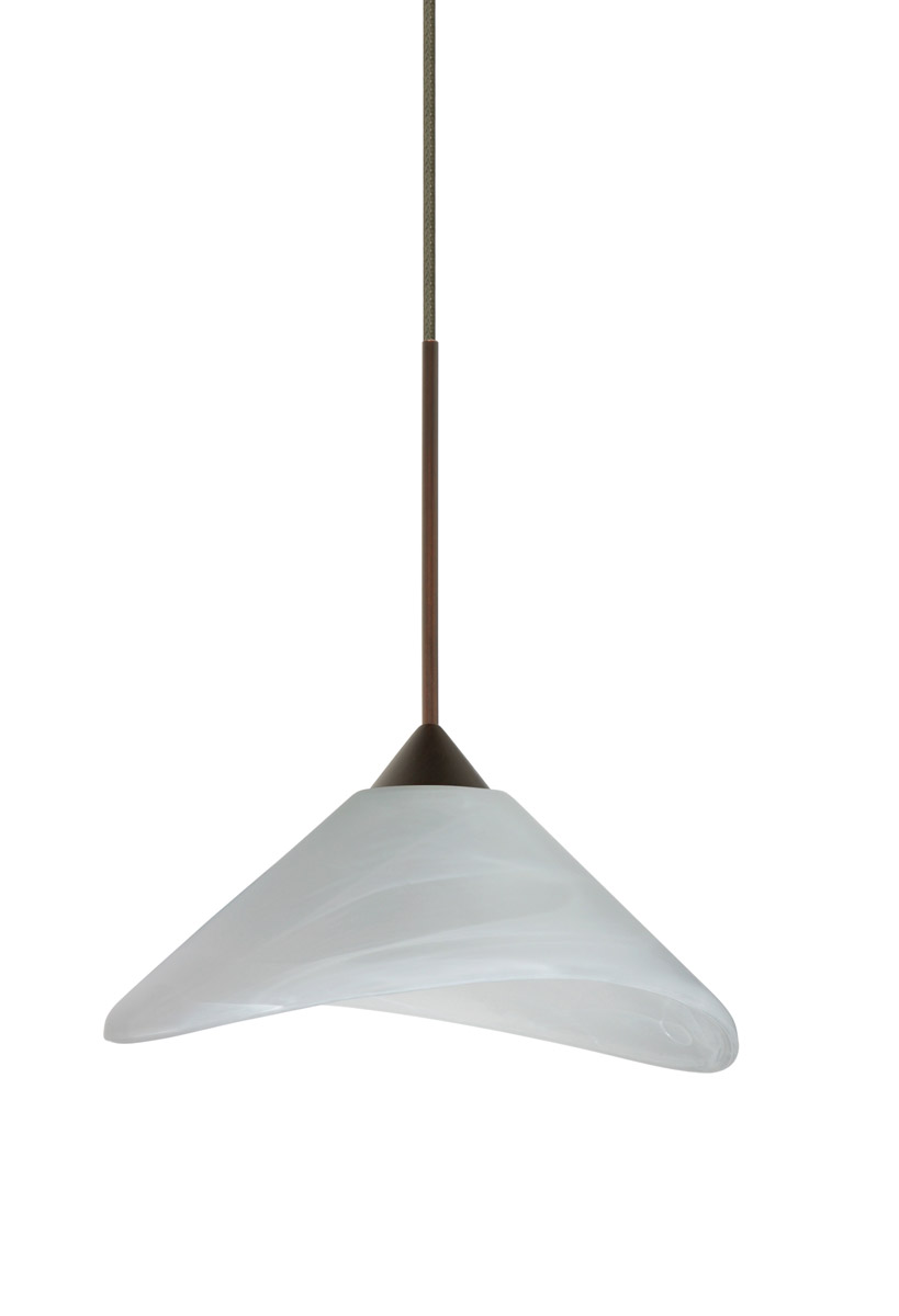Besa Lighting 1XT-191352-LED-BR Hoppi LED Bronze Pendant Ceiling Light in Marble Glass