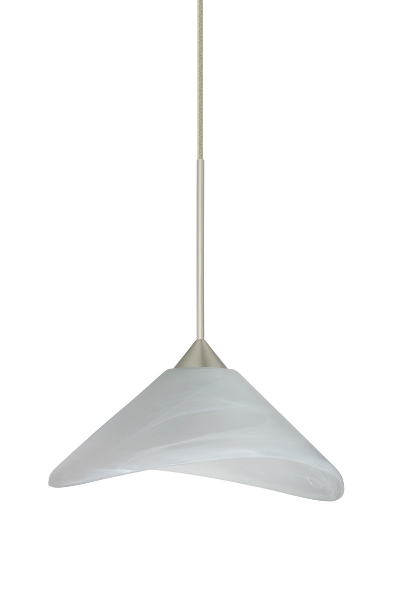 Besa Lighting 1XT-191352-SN Hoppi 1 Light Satin Nickel Pendant Ceiling Light in Marble Glass, Halogen