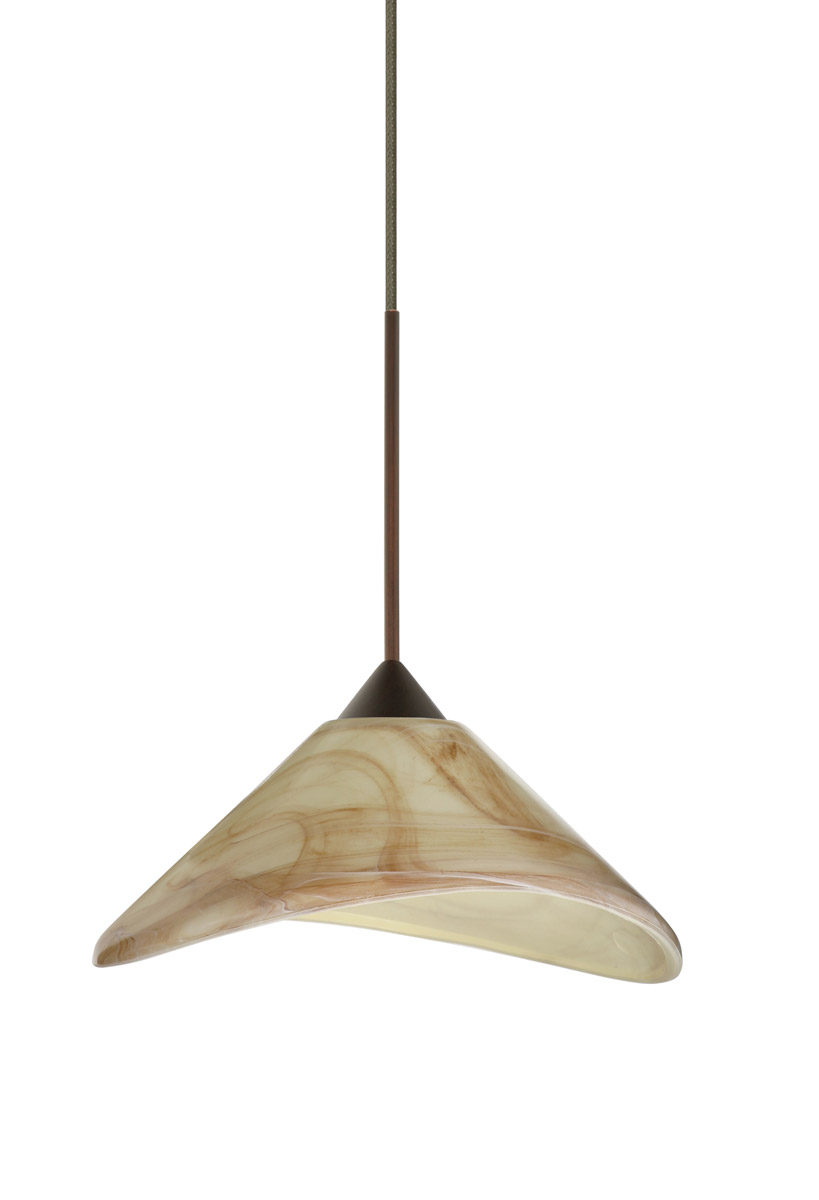 Besa Lighting 1XT-191383-LED-BR Hoppi LED Bronze Pendant Ceiling Light in Mocha Glass