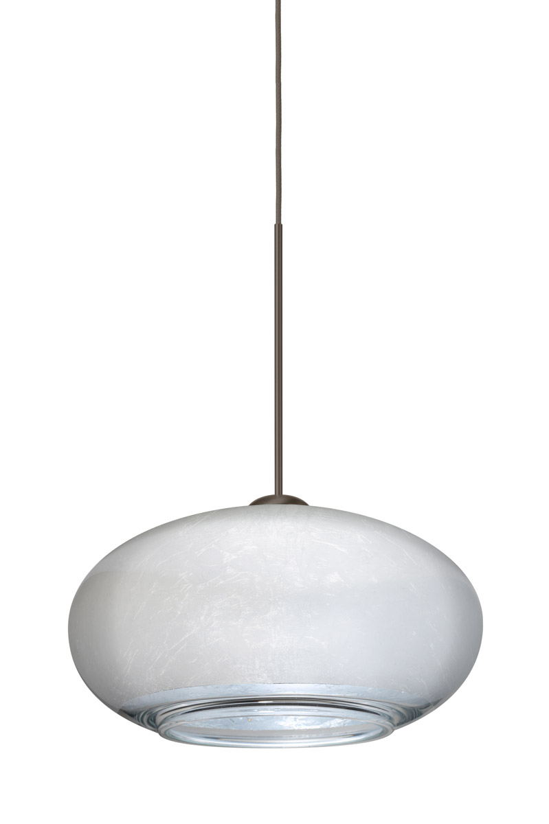 Besa Lighting 1XT-2492SF-BR Brio 7 1 Light Bronze Pendant Ceiling Light in Incandescent, Silver Foil Glass