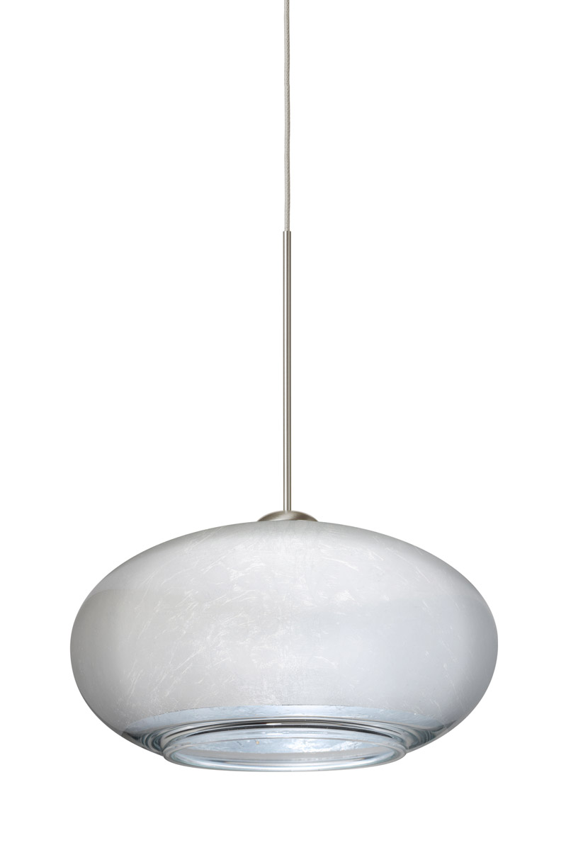 Besa Lighting 1XT-2492SF-LED-SN Brio 7 LED Satin Nickel Pendant Ceiling Light in Silver Foil Glass