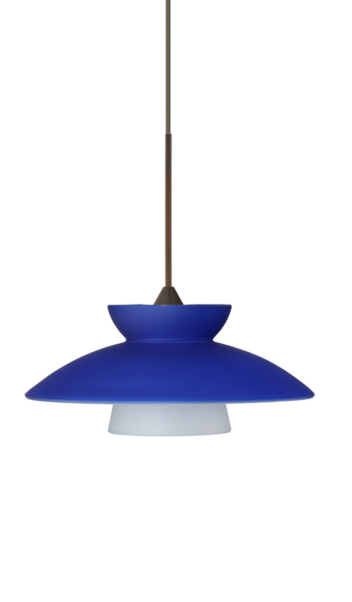Besa Lighting 1XT-271823-LED-BR Trilo 7 LED Bronze Pendant Ceiling Light in Blue Matte Glass
