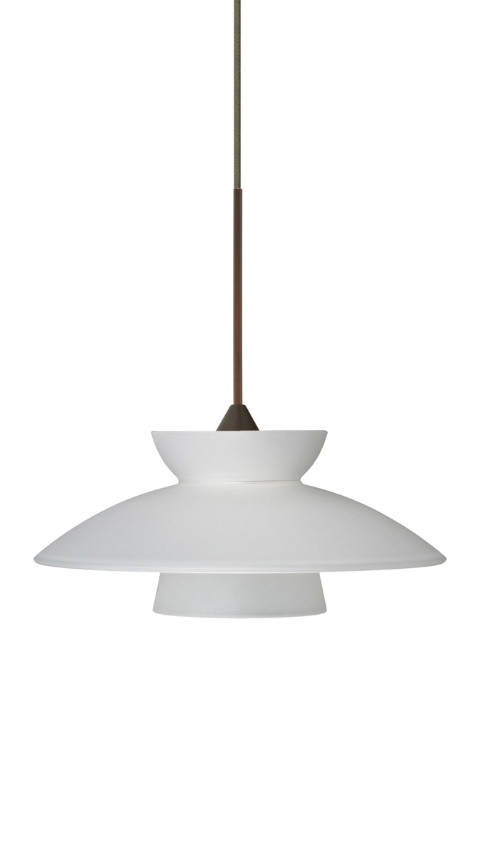 Besa Lighting 1XT-271825-BR Trilo 7 1 Light Bronze Pendant Ceiling Light in Incandescent, Frost Glass