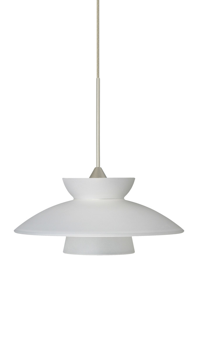Besa Lighting 1XT-271825-LED-SN Trilo 7 LED Satin Nickel Pendant Ceiling Light in Frost Glass