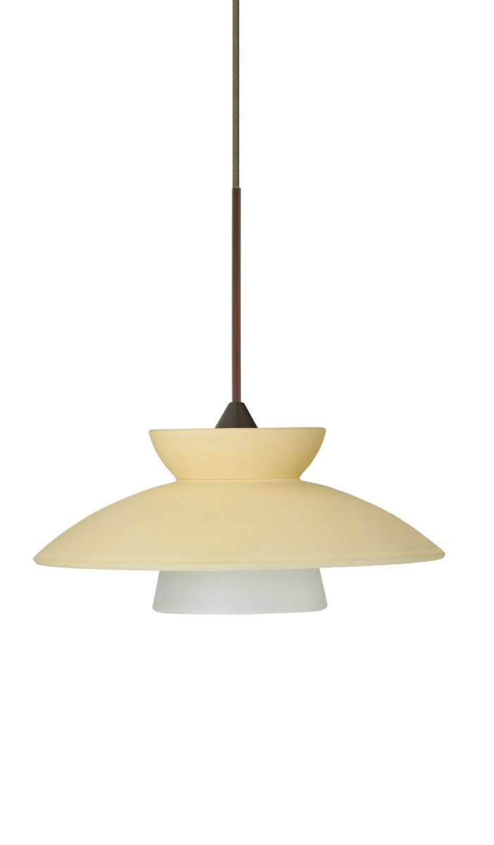 Besa Lighting 1XT-271897-BR Trilo 7 1 Light Bronze Pendant Ceiling Light in Incandescent, Champagne Glass