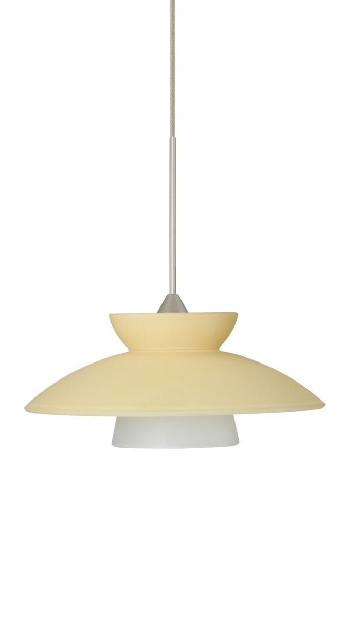 Besa Lighting 1XT-271897-LED-SN Trilo 7 LED Satin Nickel Pendant Ceiling Light in Champagne Glass